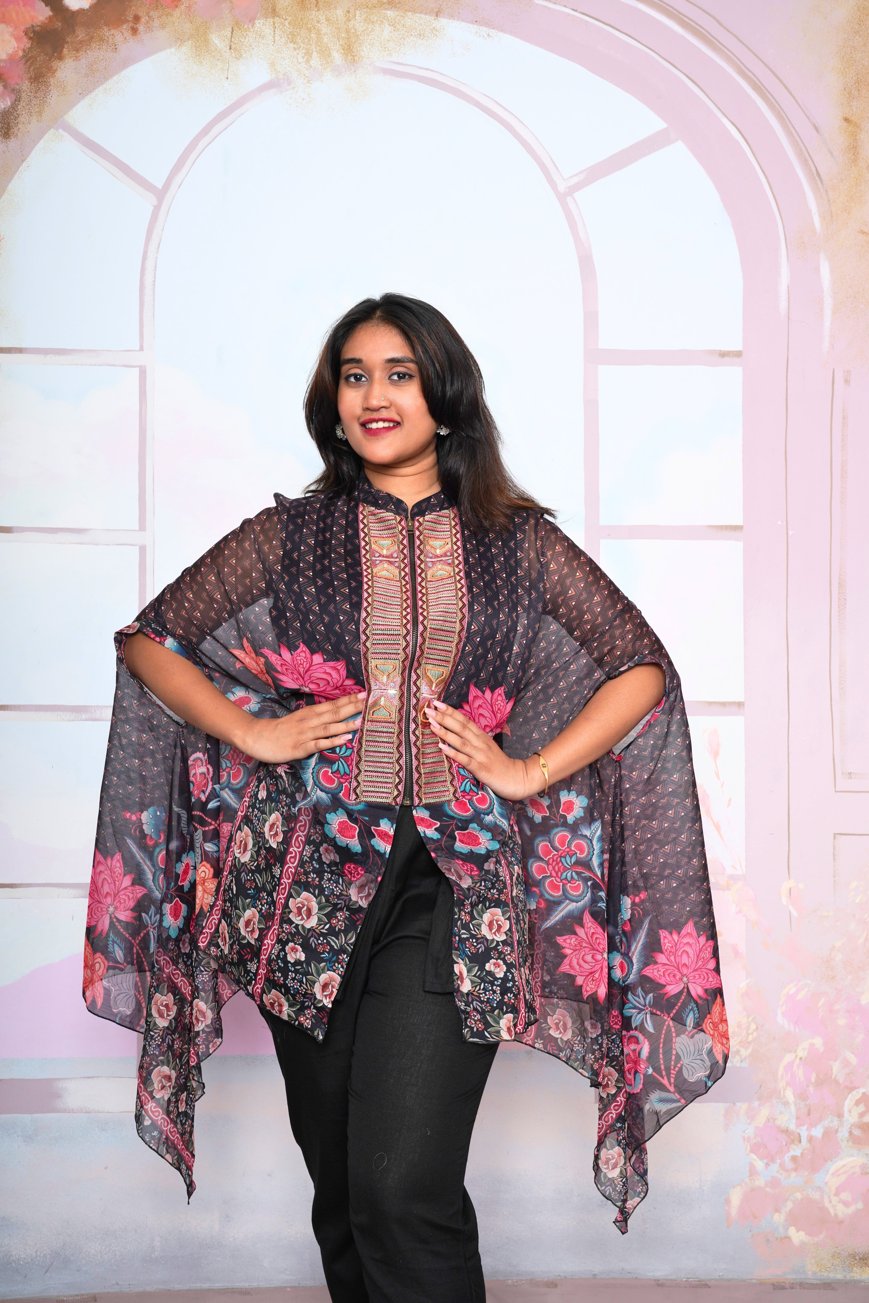 Luxury Pure Georgette Cape Co-ord Set RAADVI