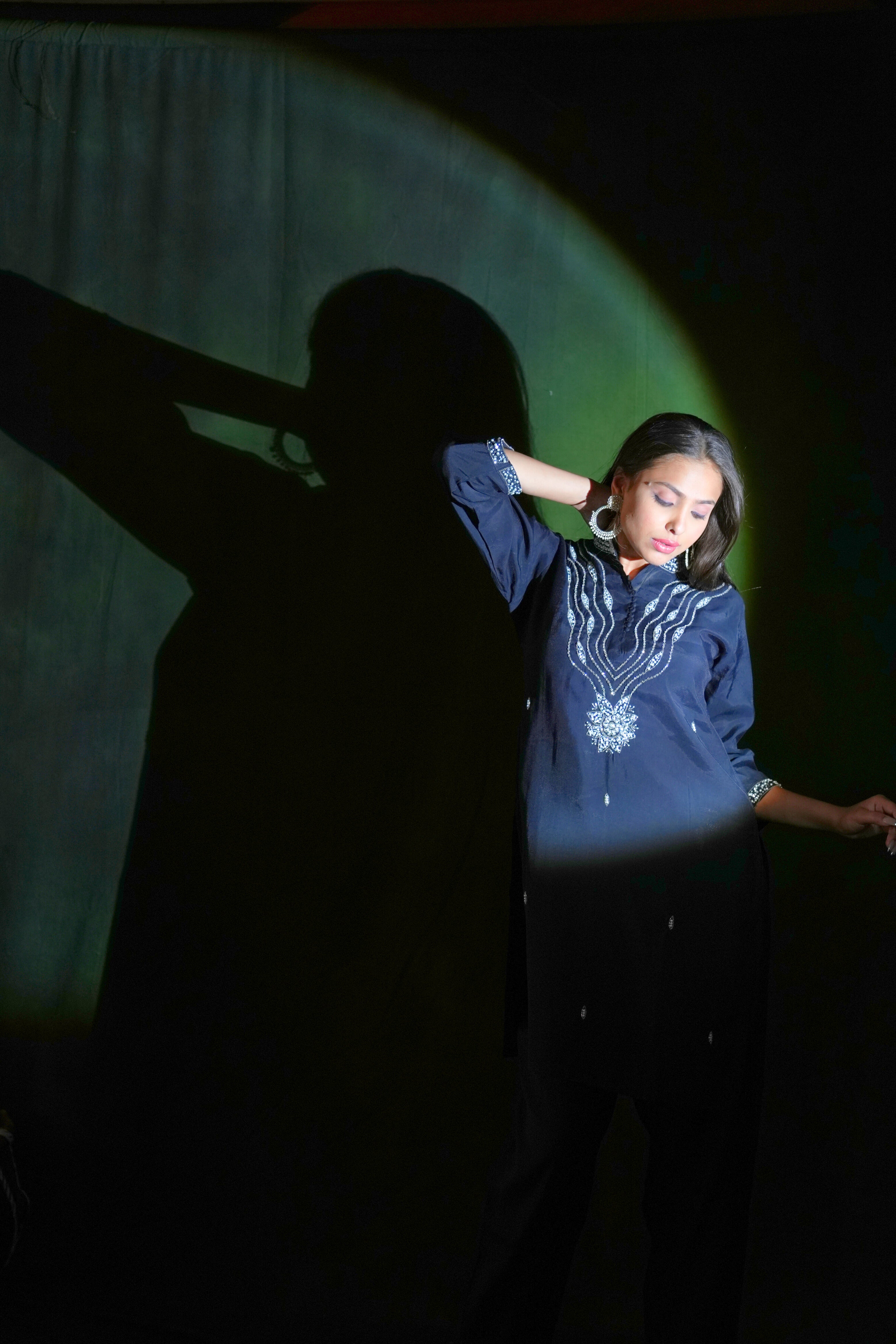 Black Embellished Roman Silk Co-Ord Set RAADVI