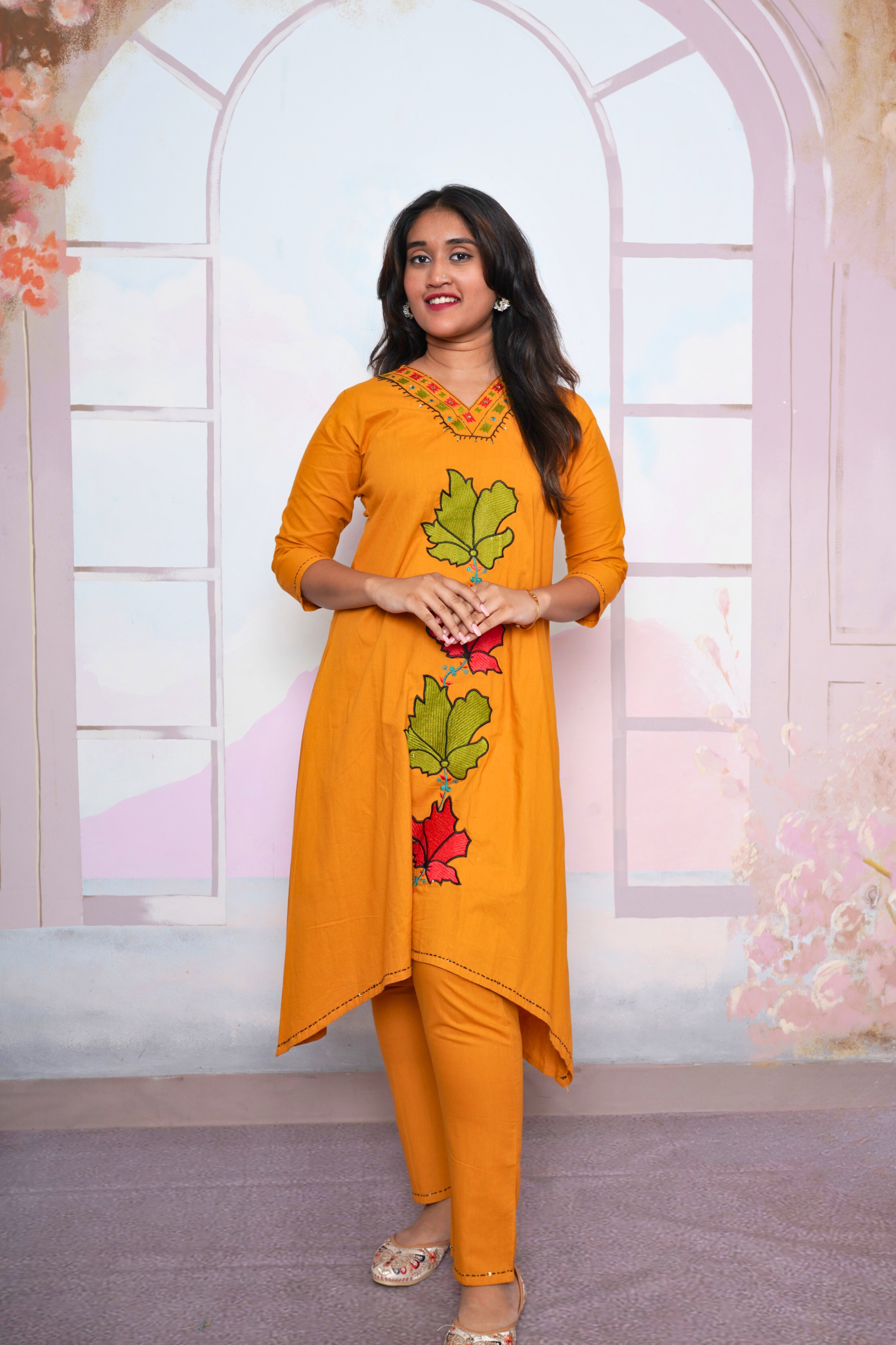 Mustard Embroidered Kurta Set RAADVI