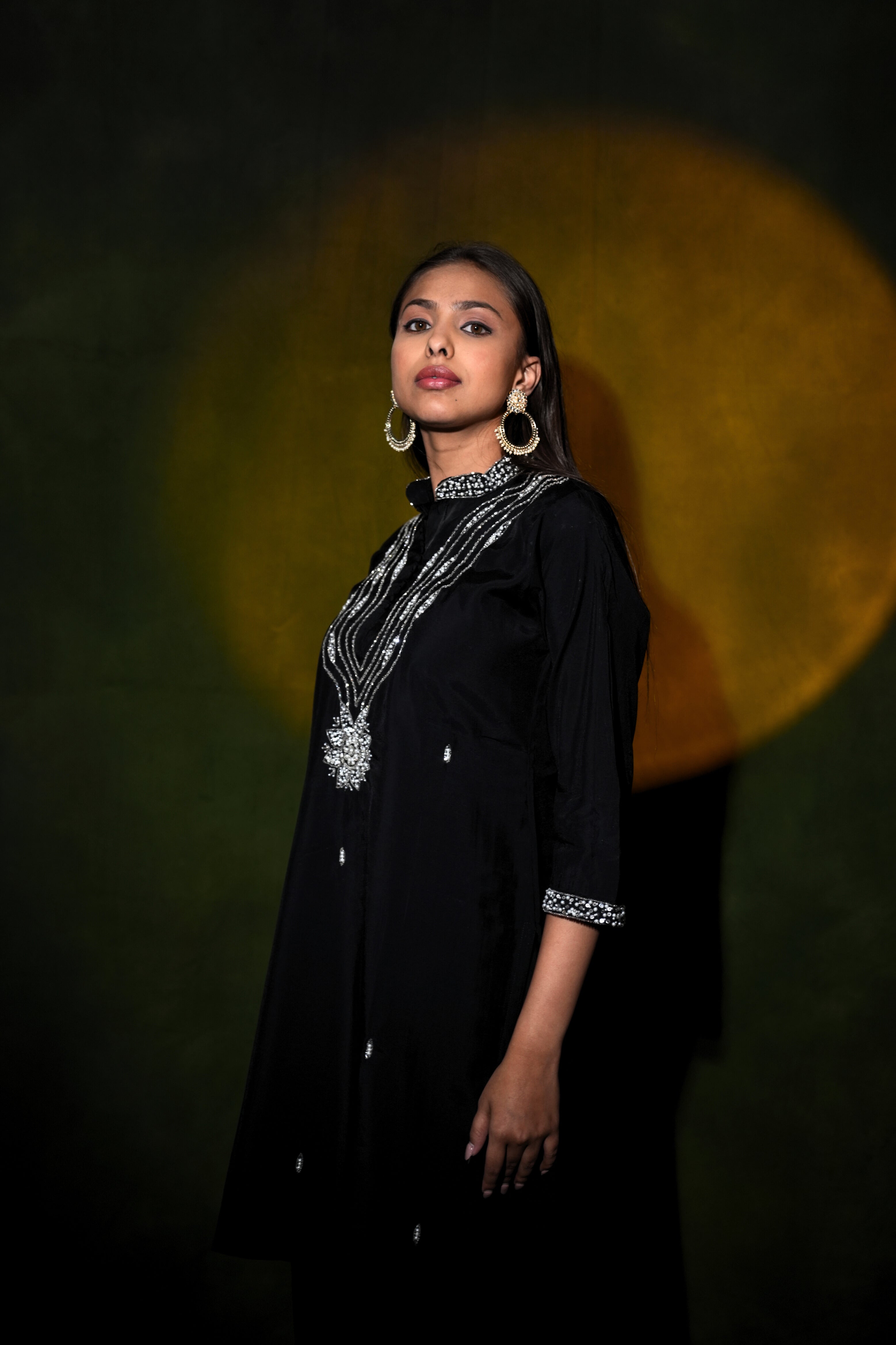 Black Embellished Roman Silk Co-Ord Set RAADVI