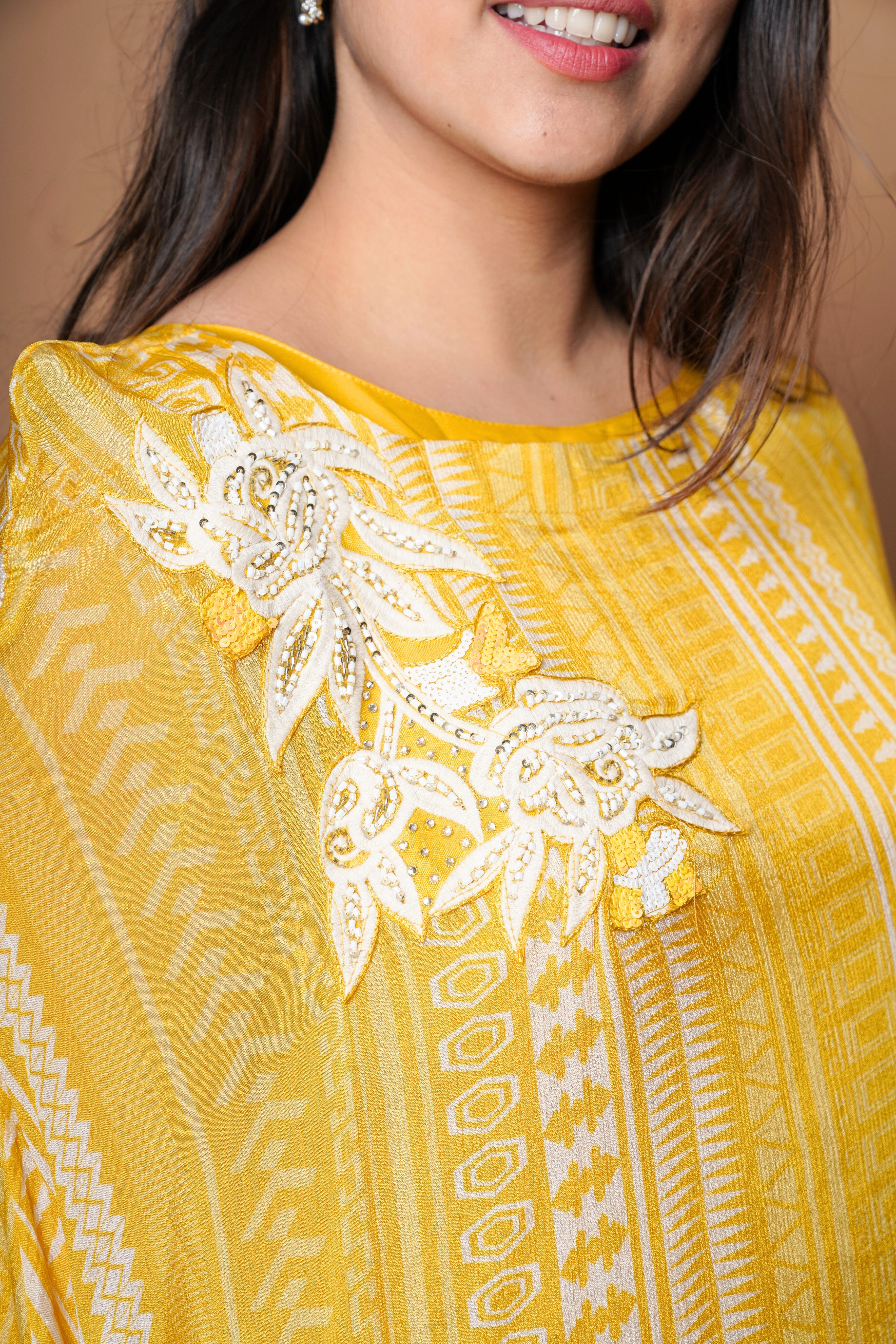 Pure Chinnon Embroidered Kaftan Set RAADVI