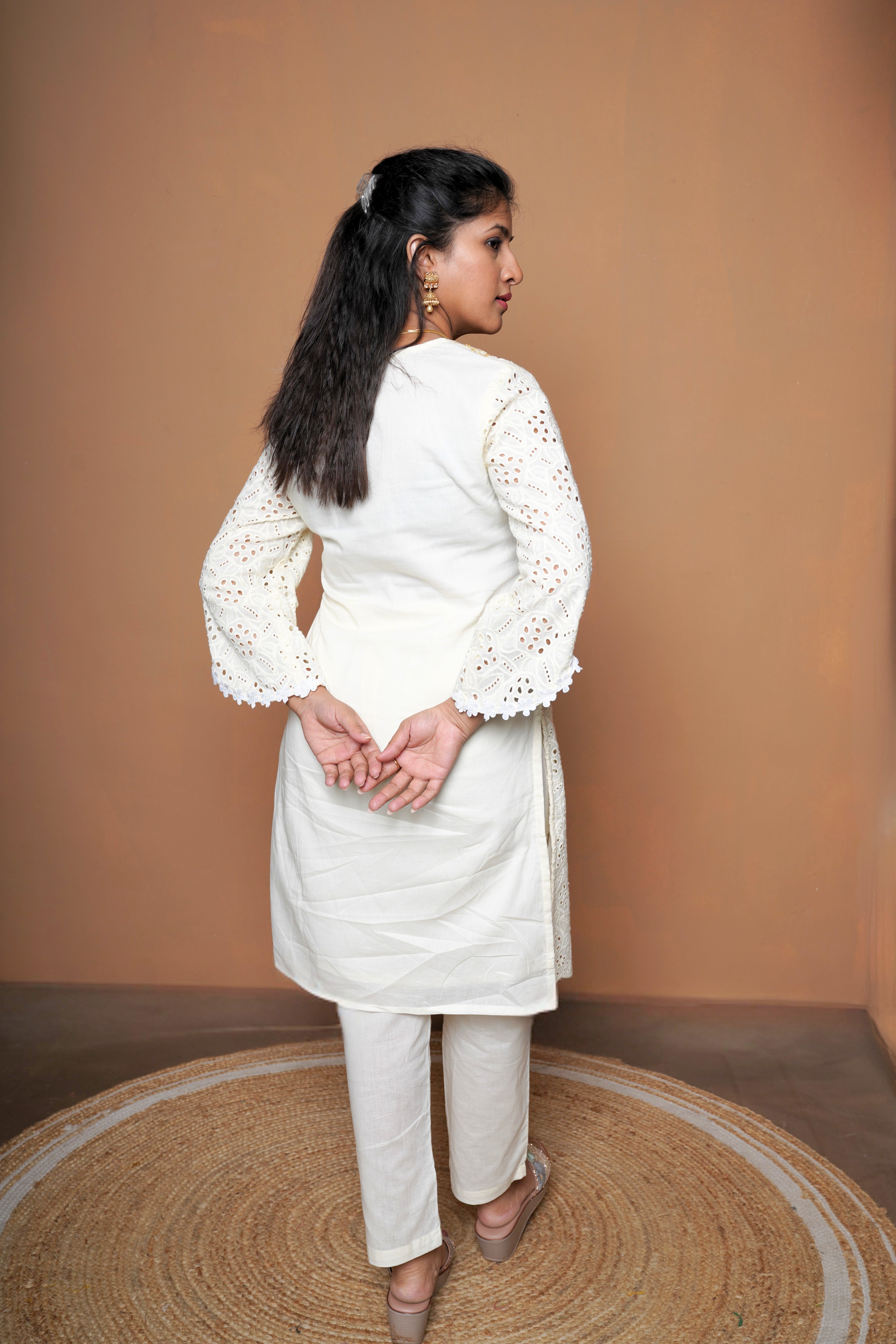 Ivory Schiffli Pure Cotton Co-Ord Set RAADVI