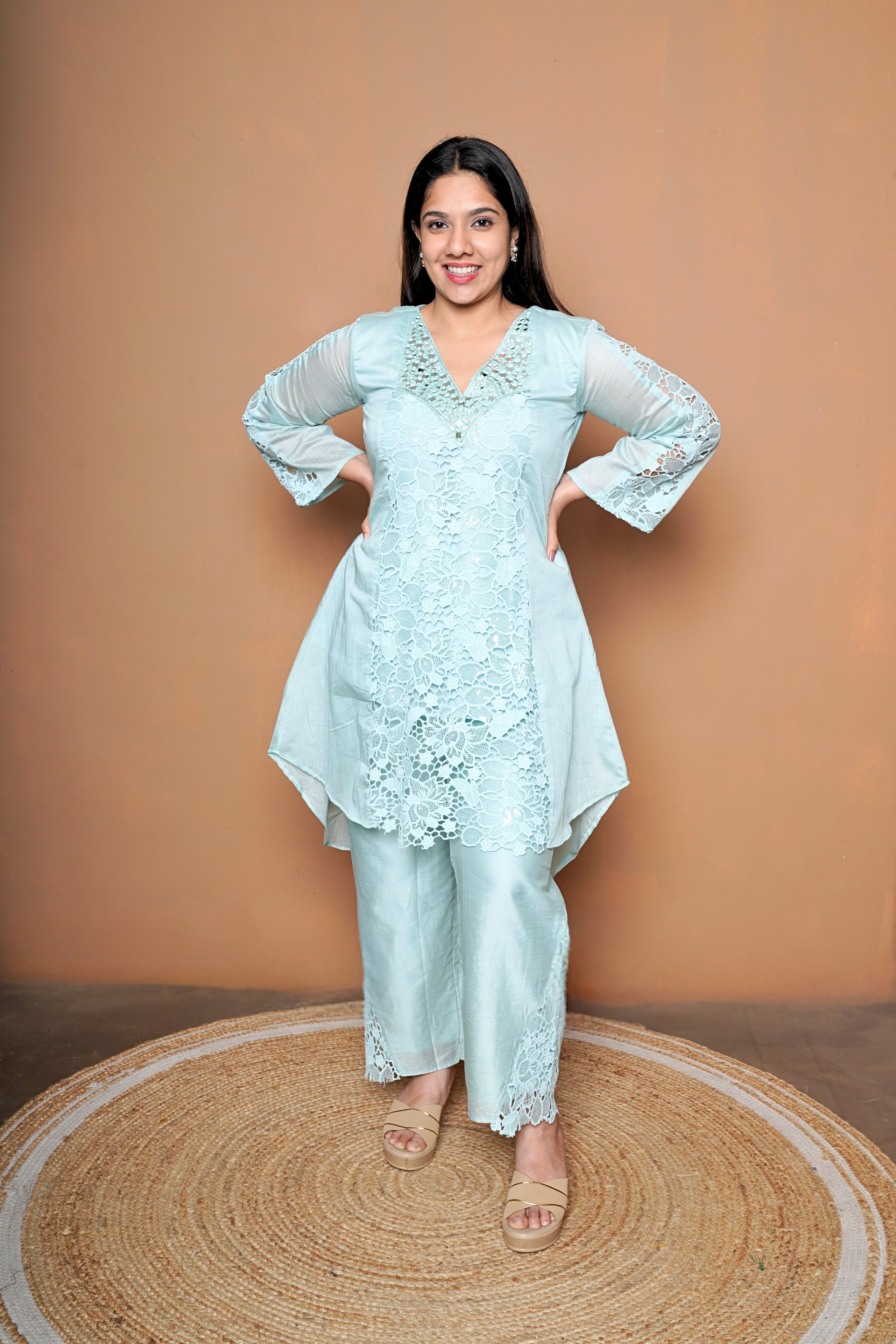 Laser Cut Work Cotton Kurta Set RAADVI