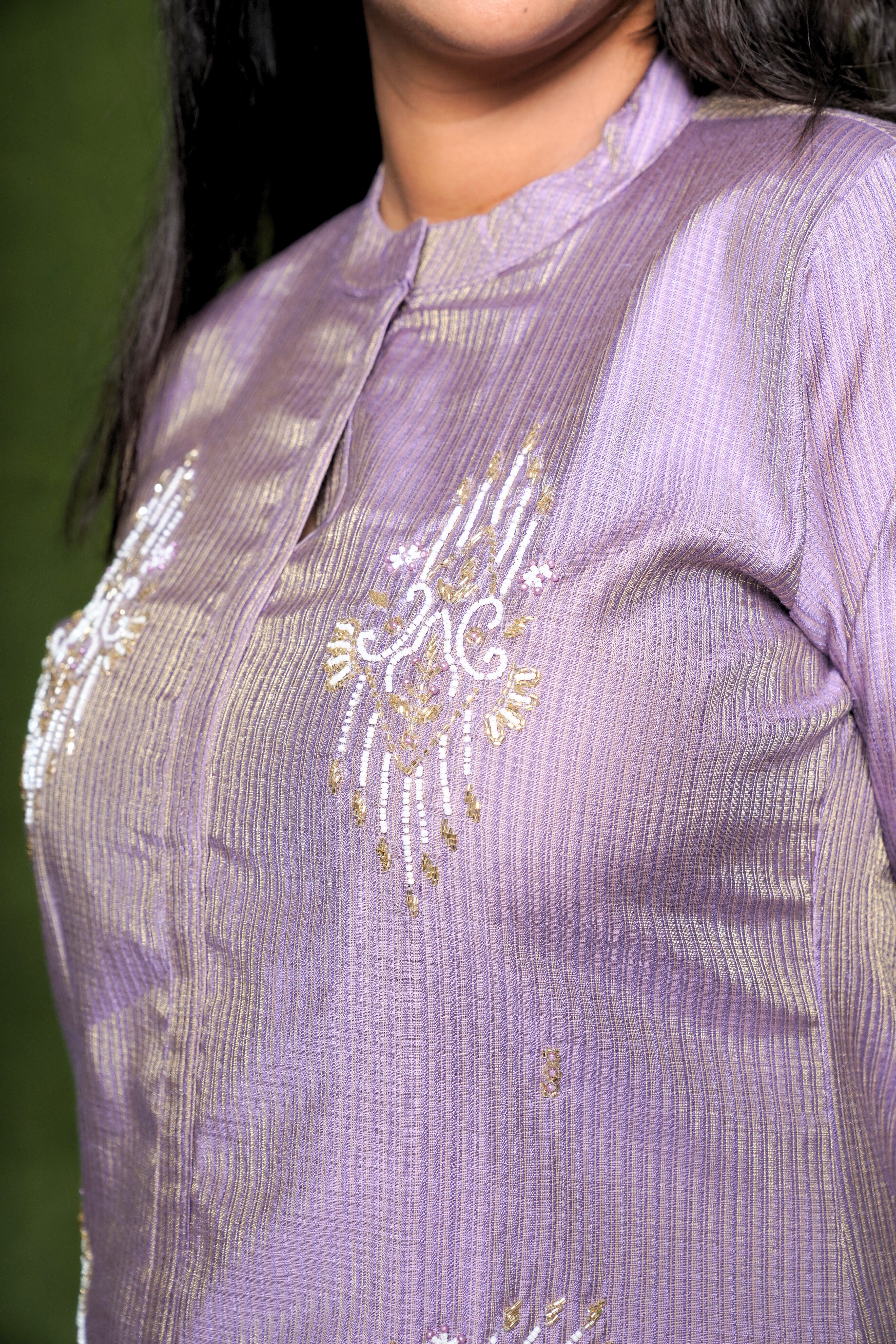 Embellished Purple Cotton Silk Co-Ord Set RAADVI