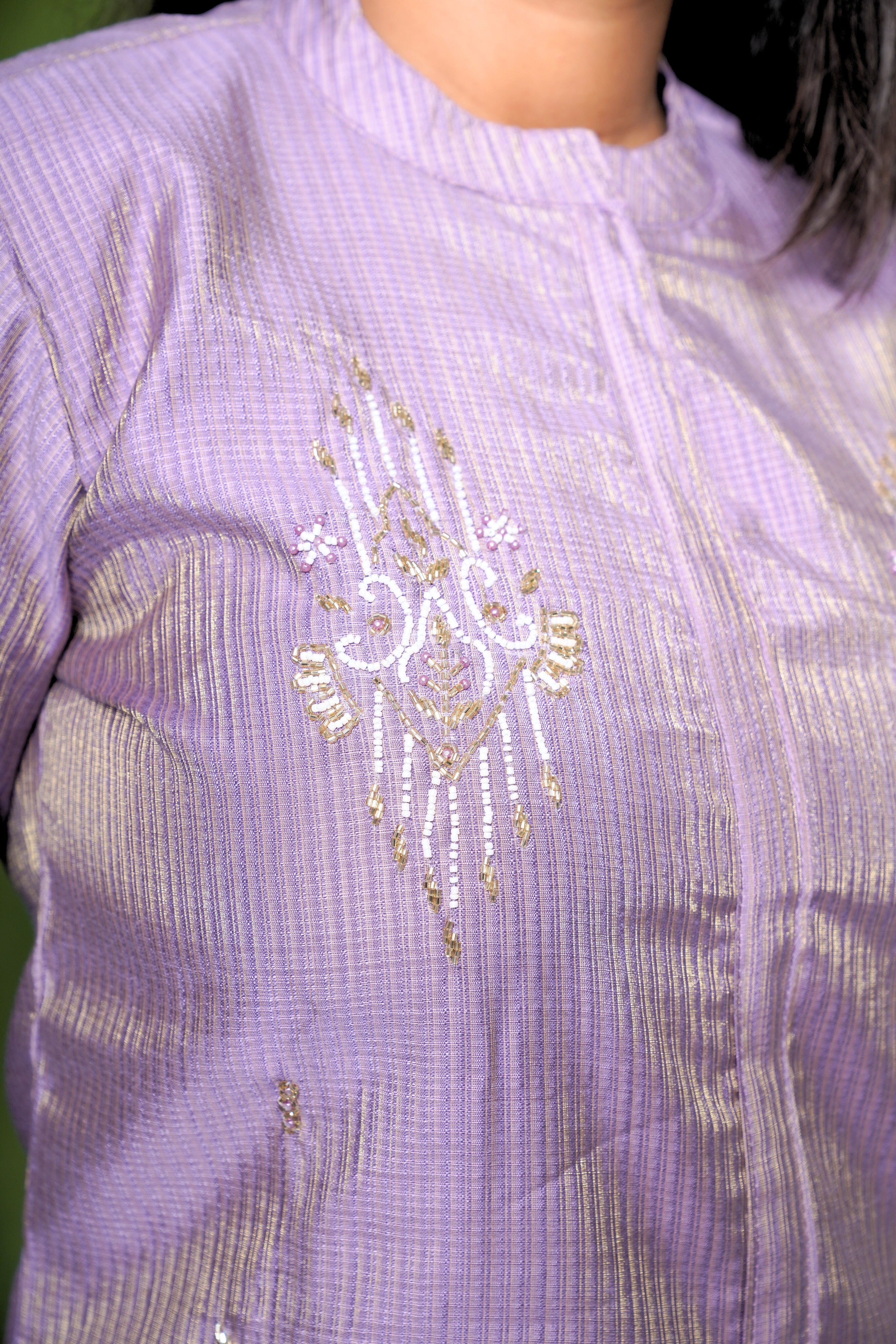Embellished Purple Cotton Silk Co-Ord Set RAADVI