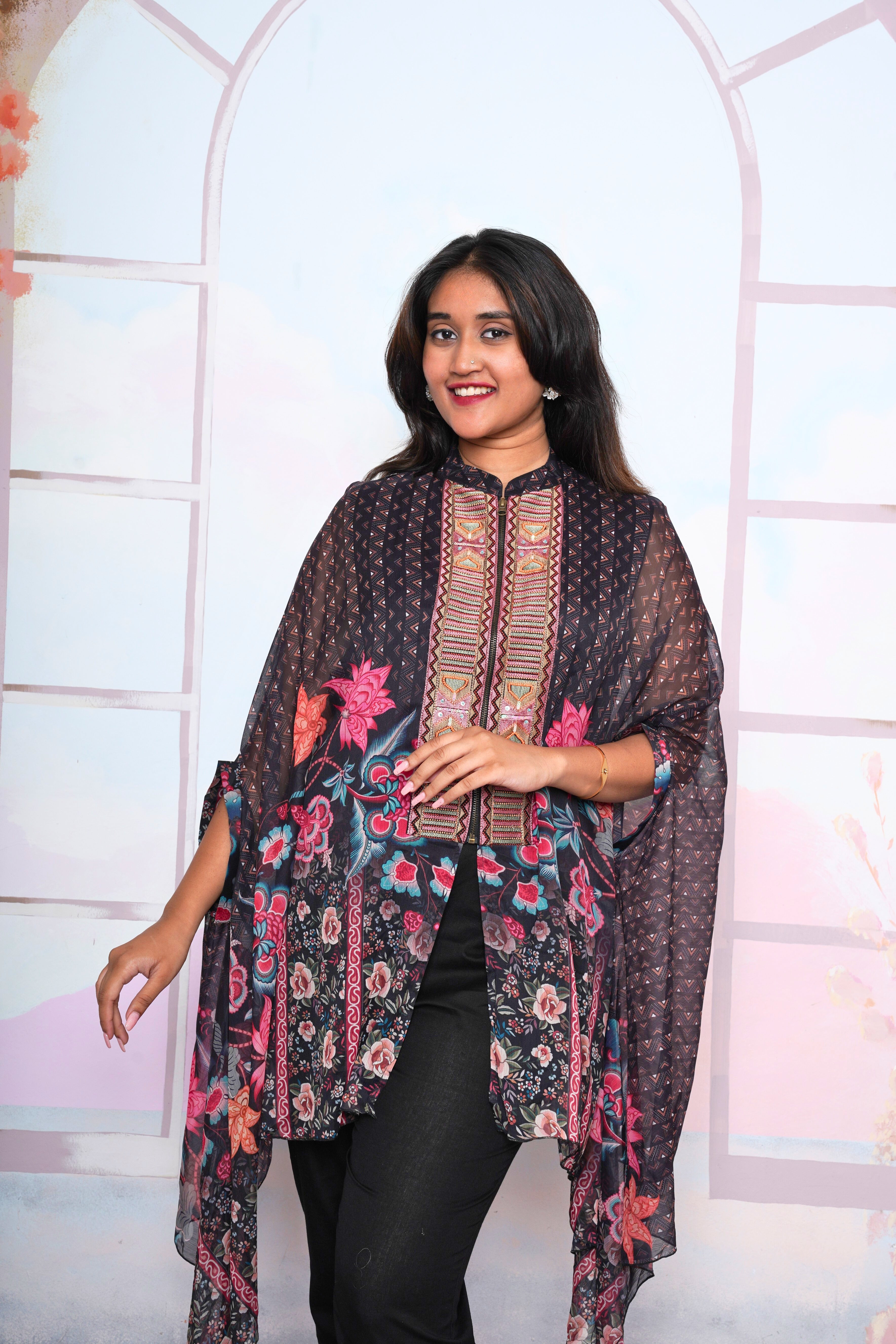 Luxury Pure Georgette Cape Co-ord Set RAADVI