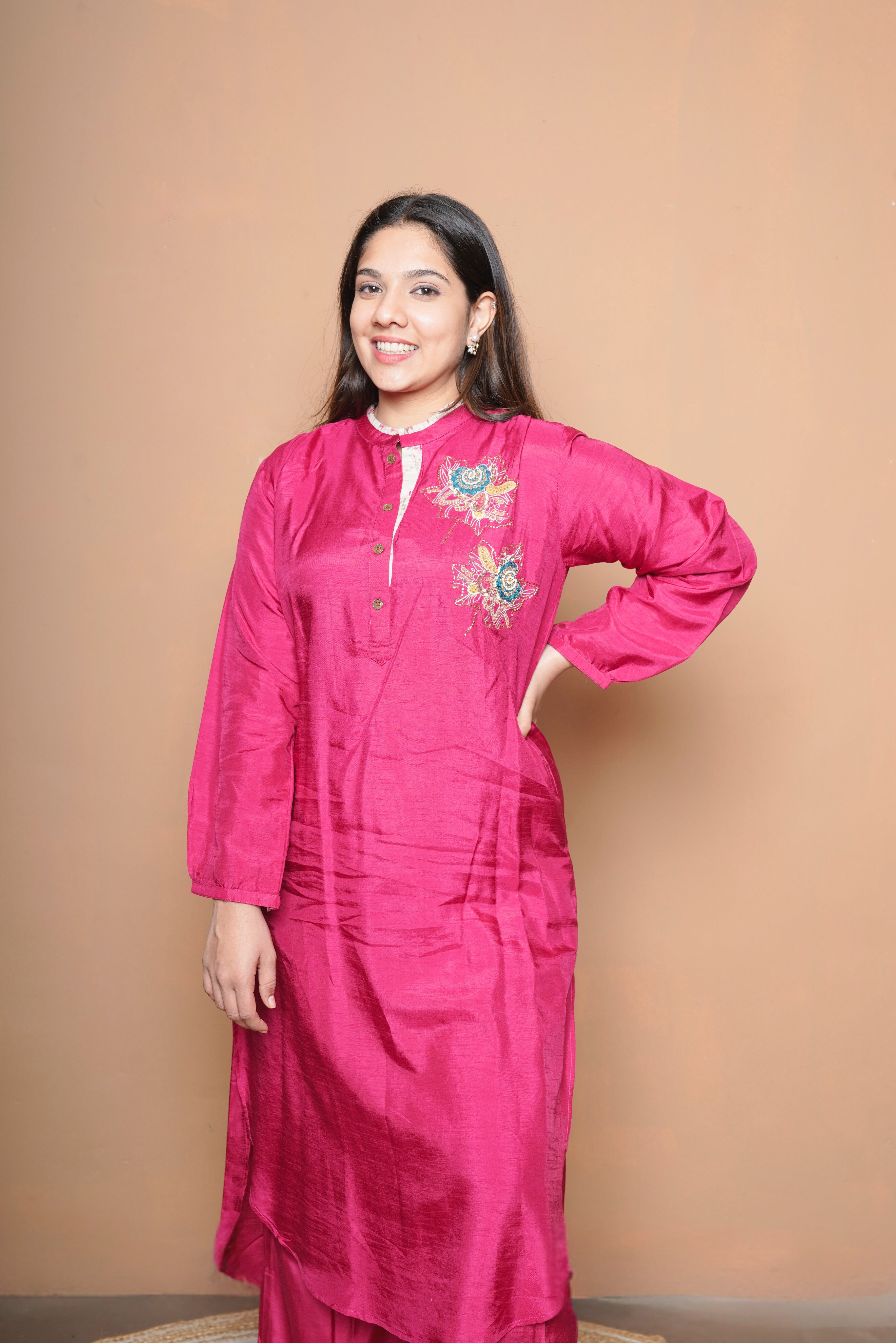 Embellished Red Mul Cotton Kurta Set RAADVI