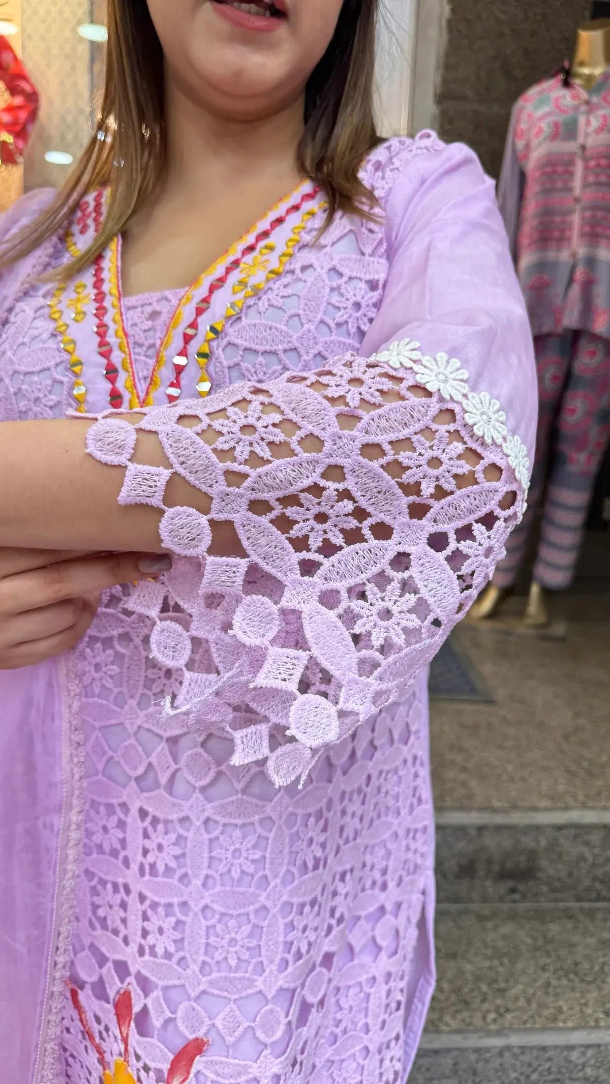 Crochet Floral Lavender Suit RAADVI