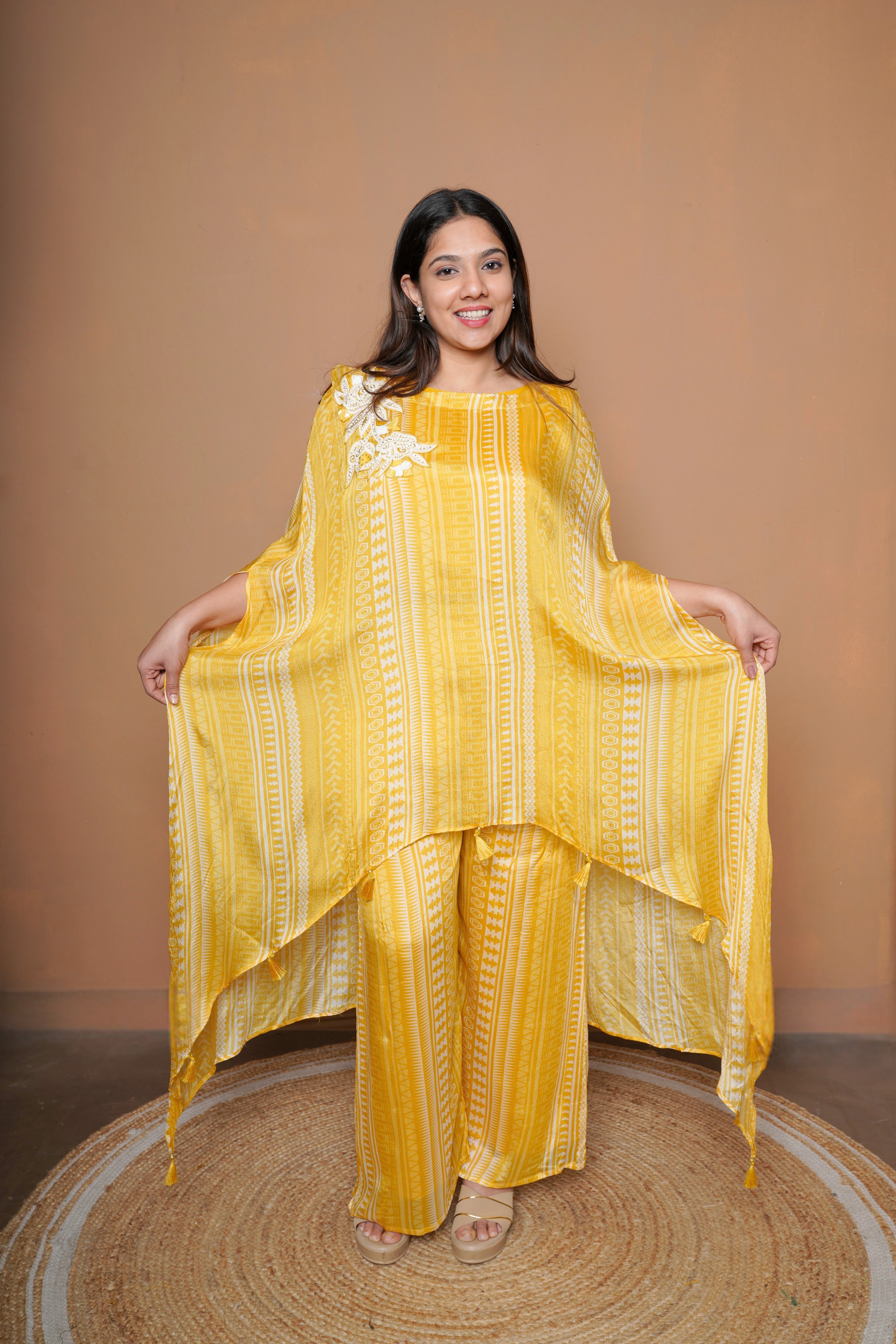 Pure Chinnon Embroidered Kaftan Set RAADVI