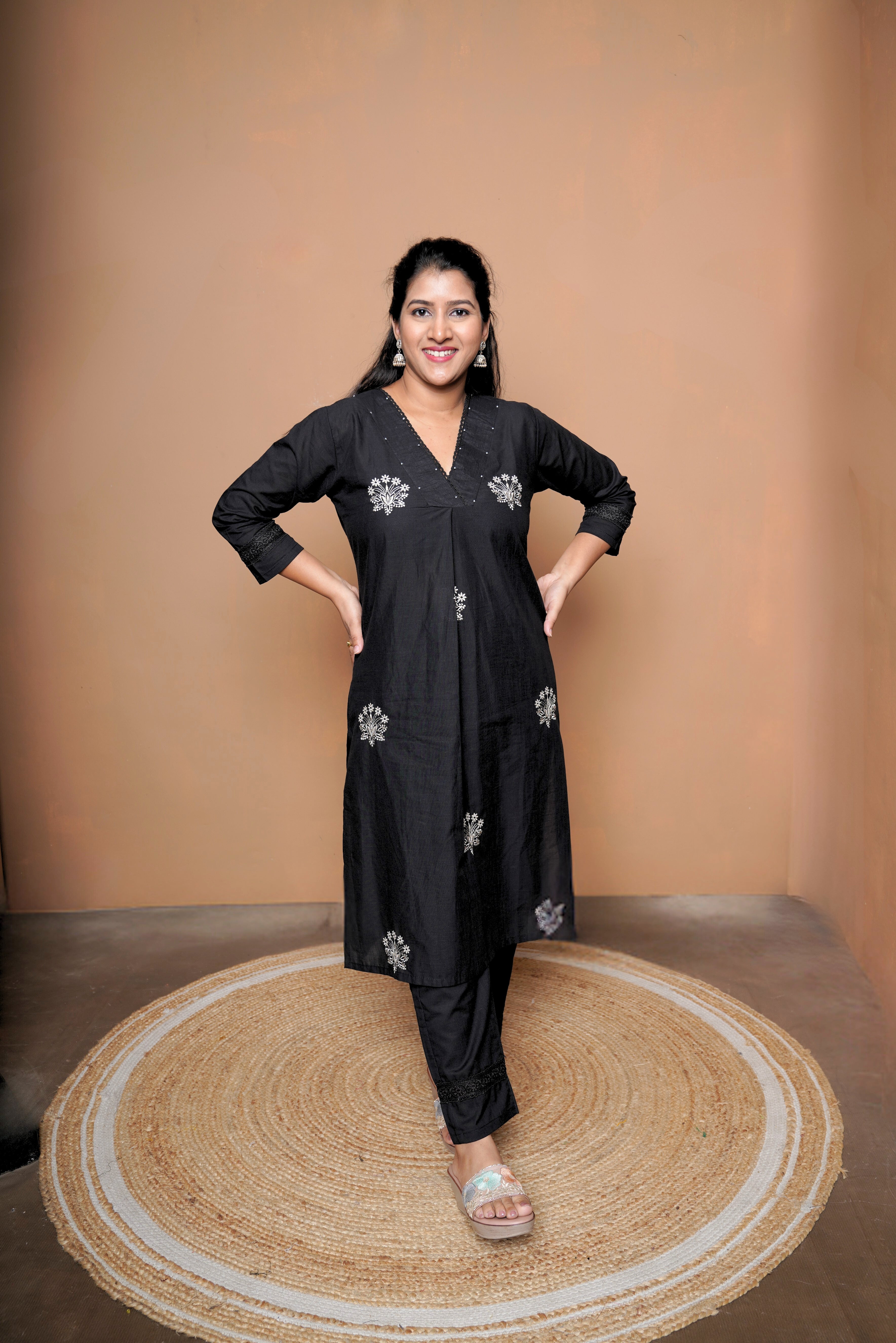 Black Pure Cotton Kurta Set RAADVI