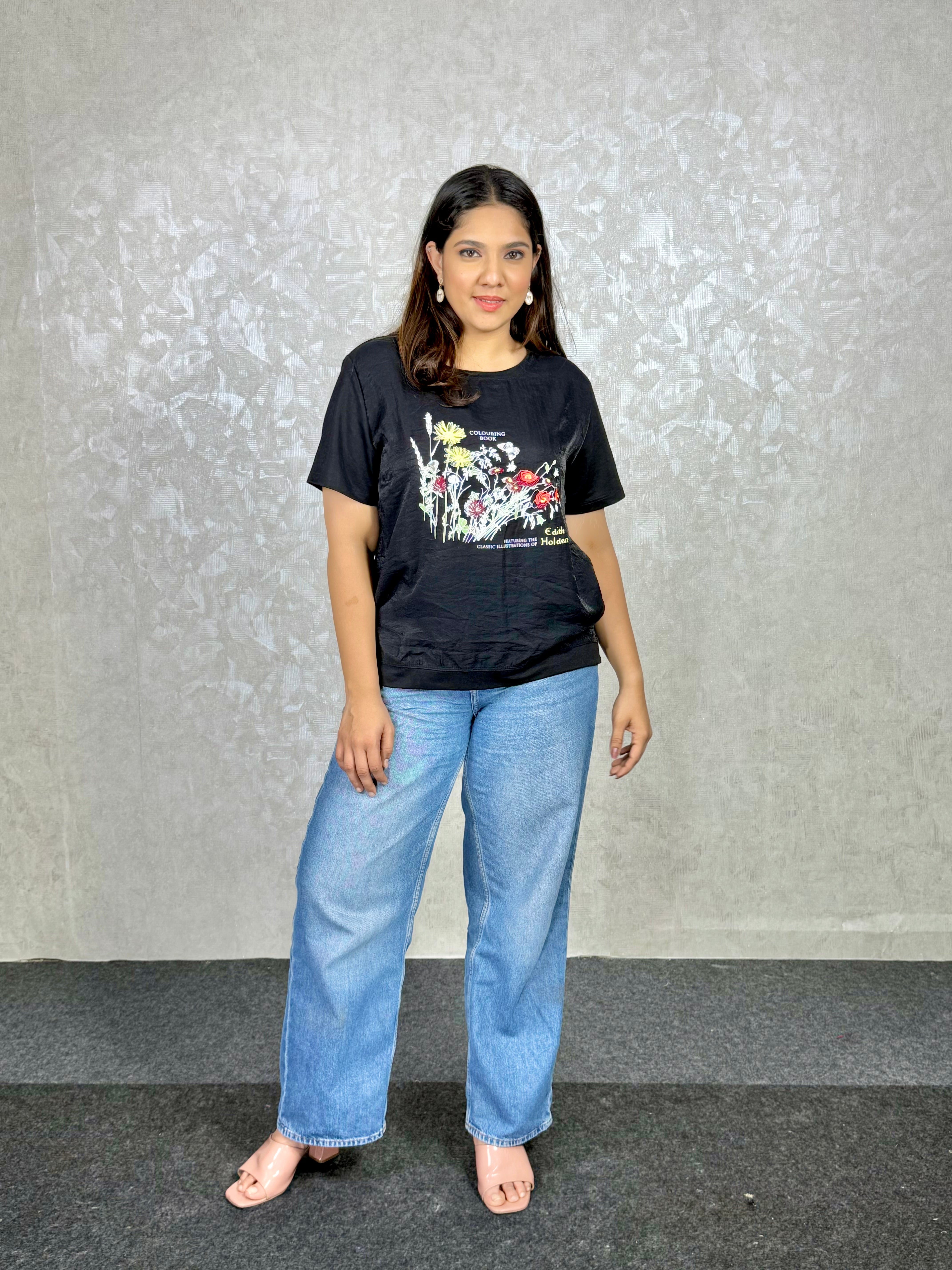 Yellow Floral Print T-shirt RAADVI