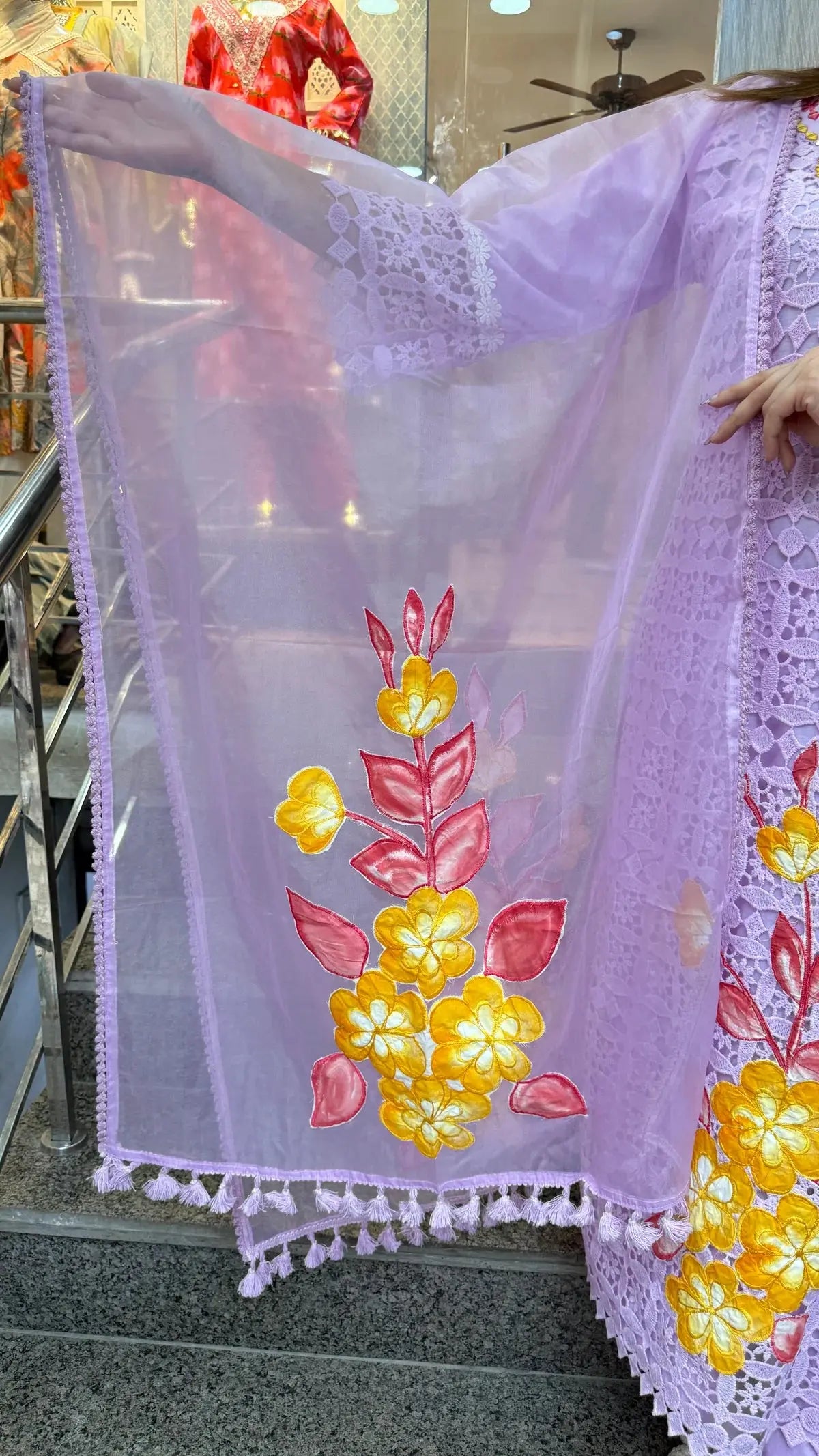 Crochet Floral Lavender Suit RAADVI