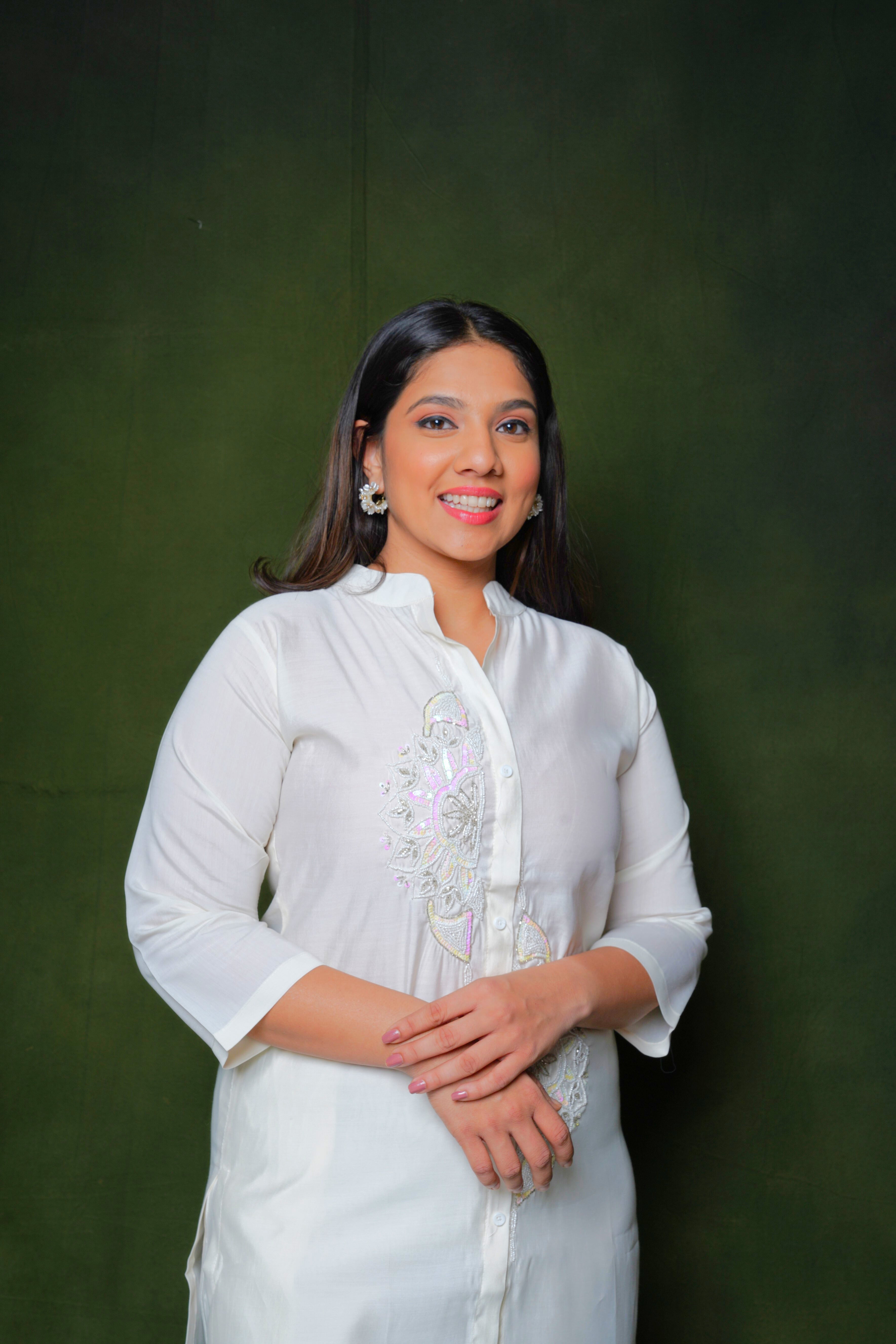 Floral White Silk Co-ord Set RAADVI