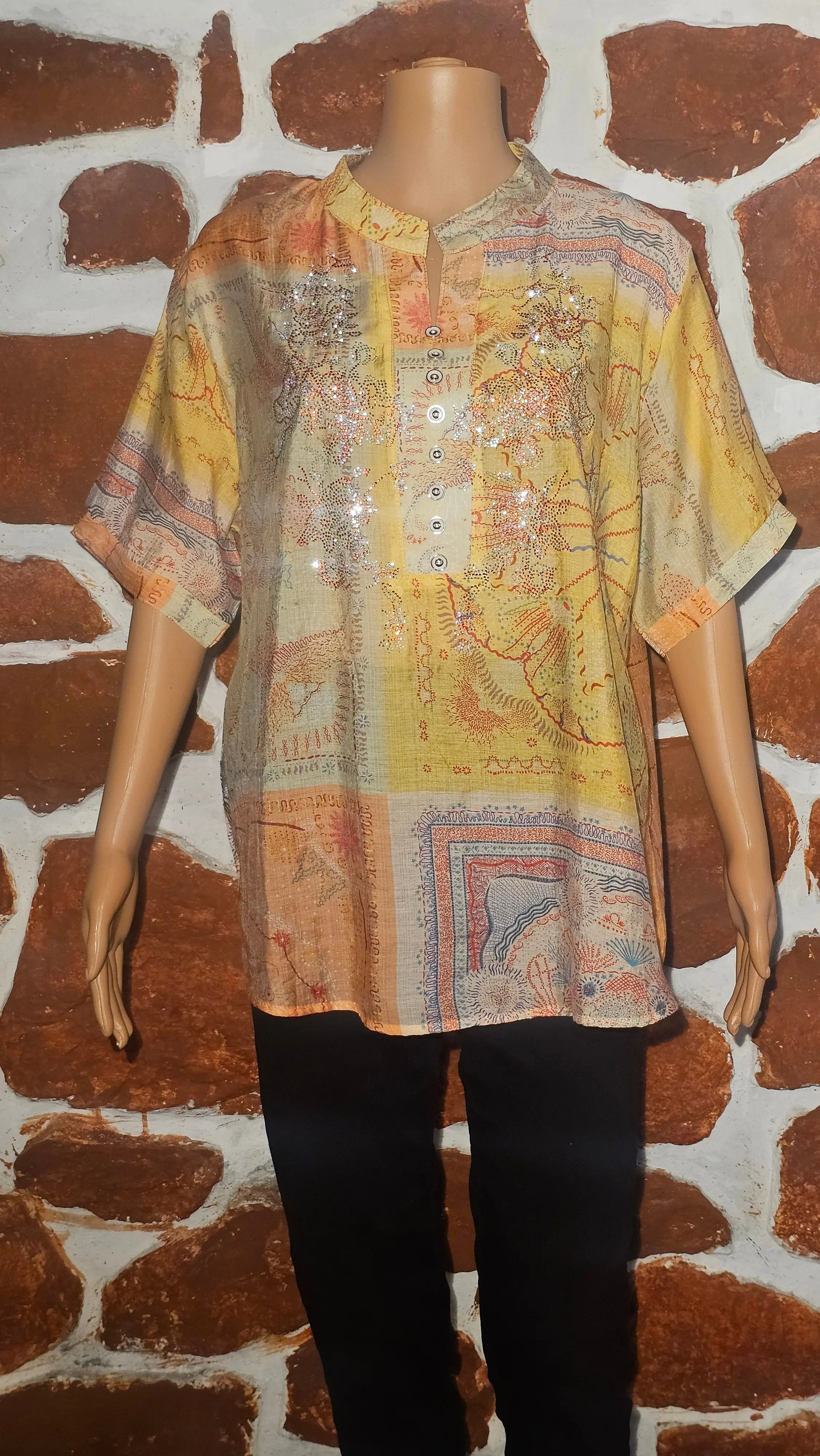 Yellow Printed Top-Dotted Floral Elegance RAADVI