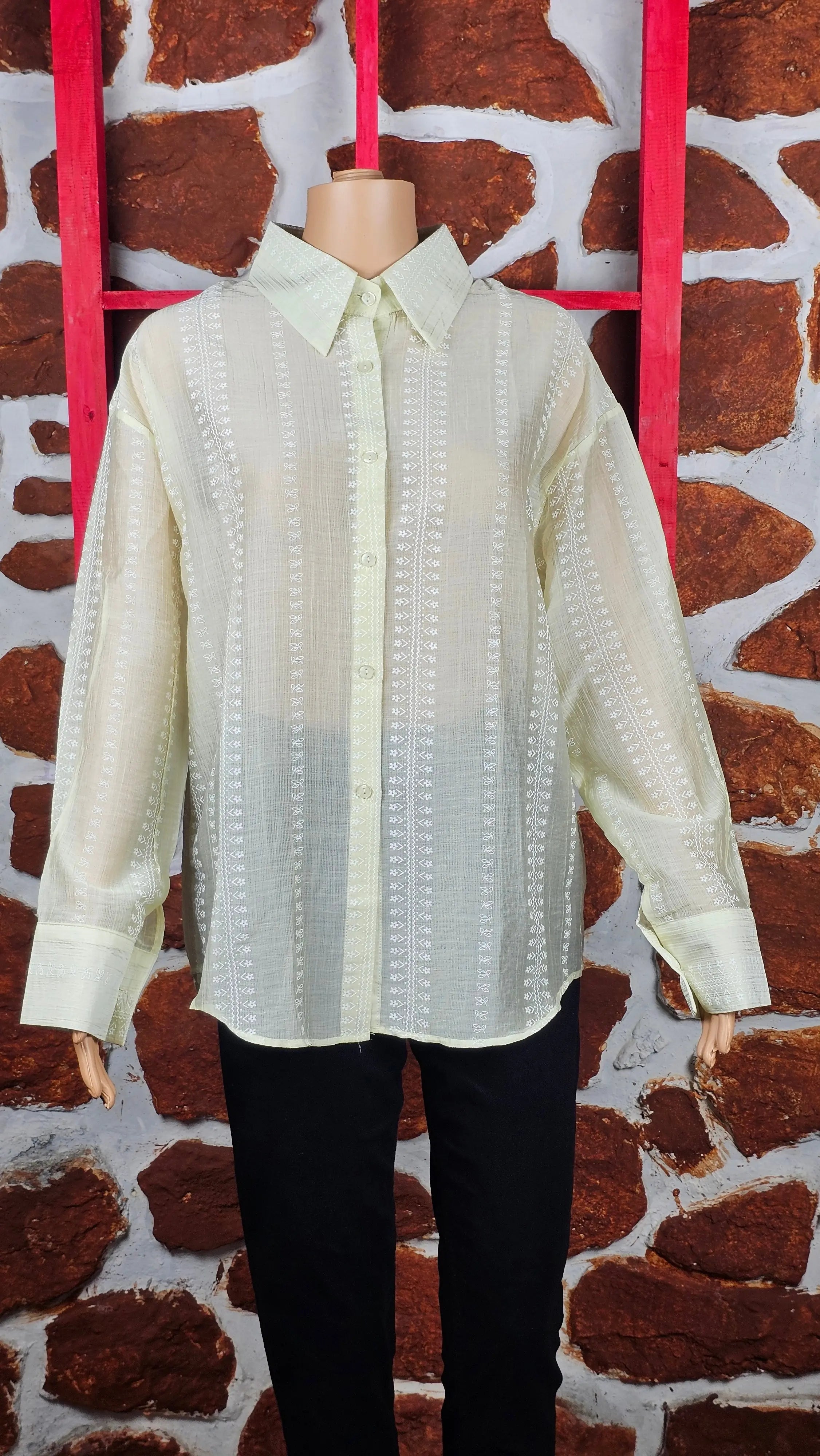 Pastel Lime Yellow Dotted Top RAADVI