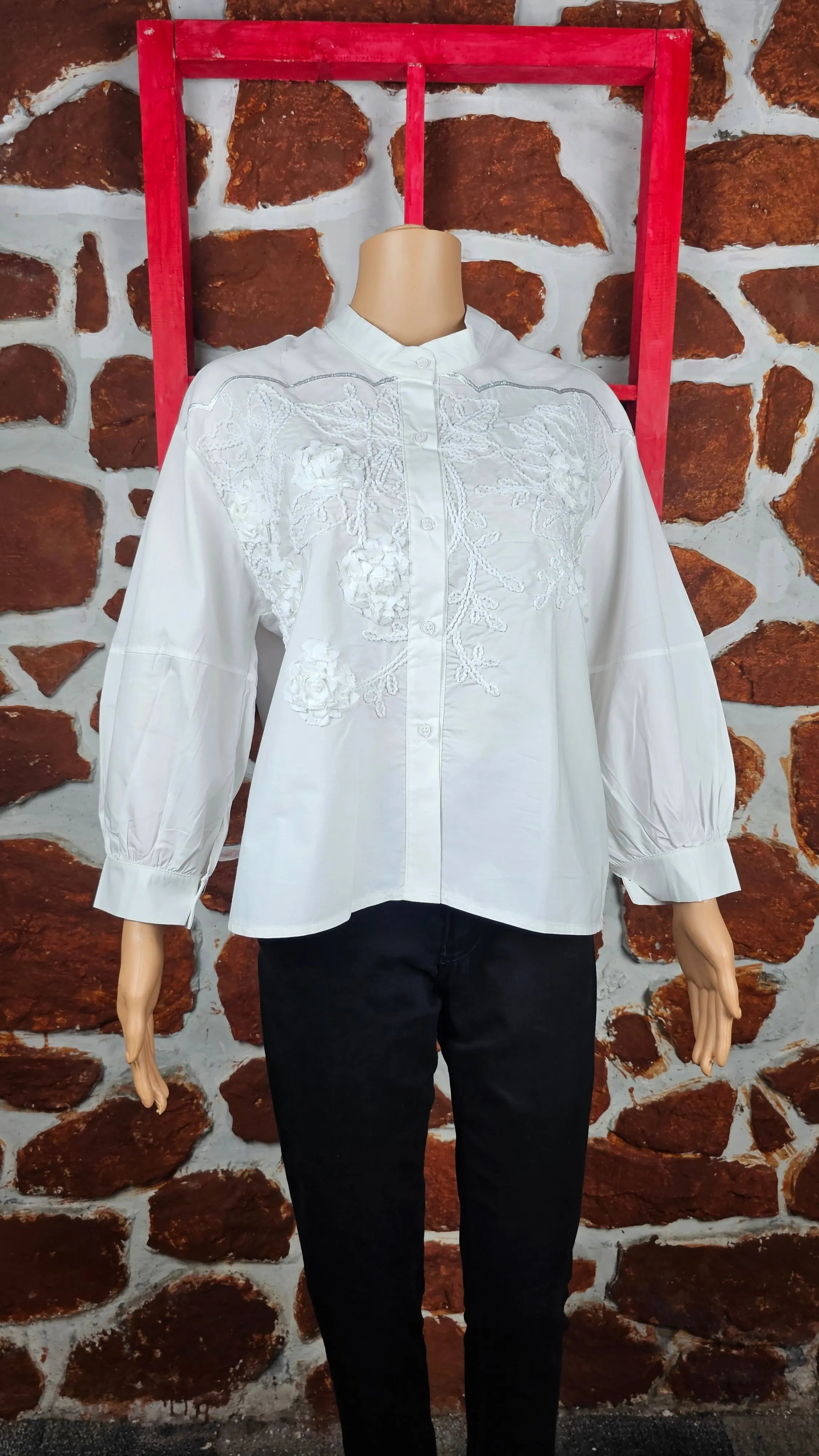 White Collared Embroidered Shirt RAADVI