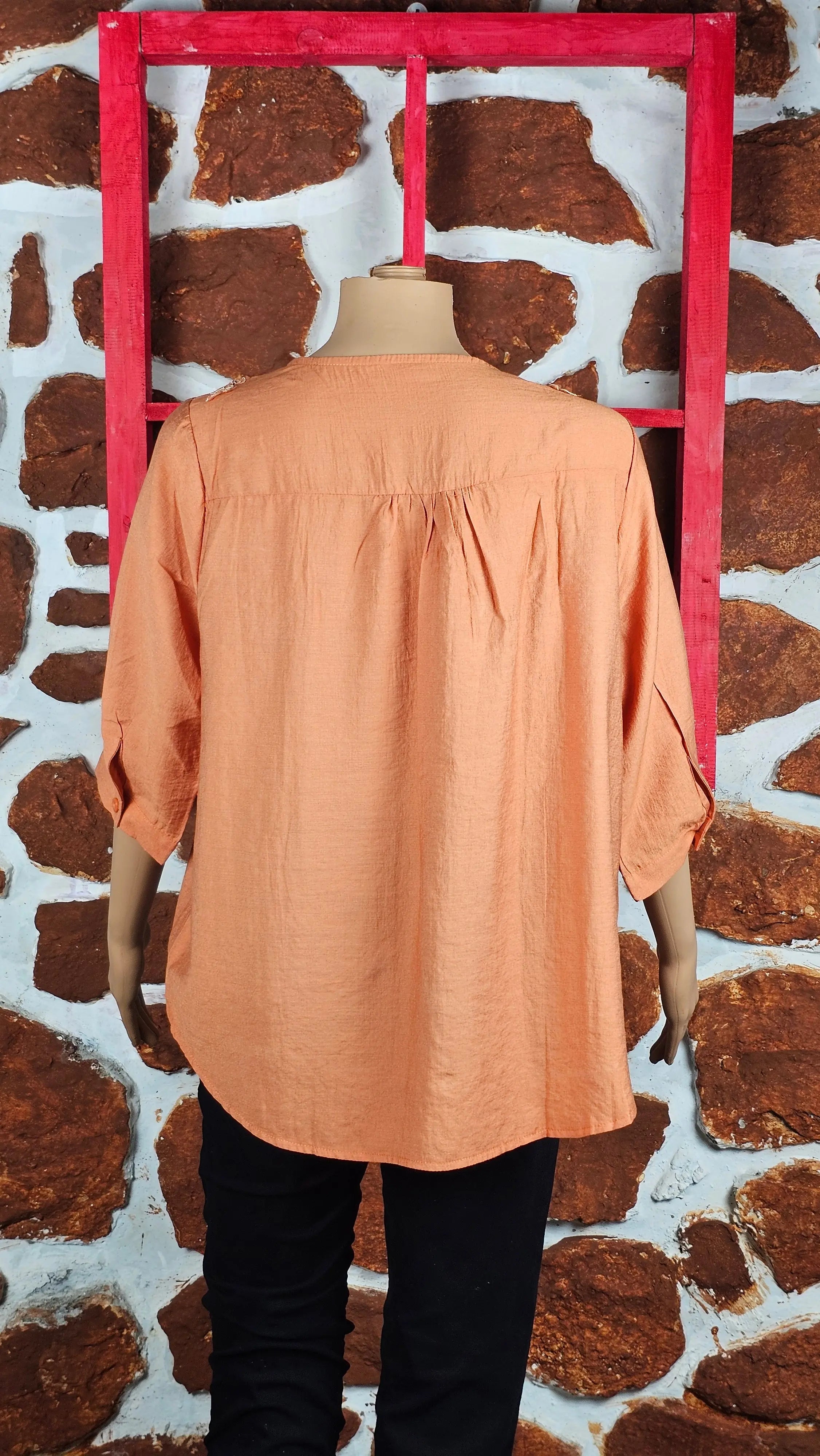 Orange Elegance V-Neck Threadwork Tunic RAADVI