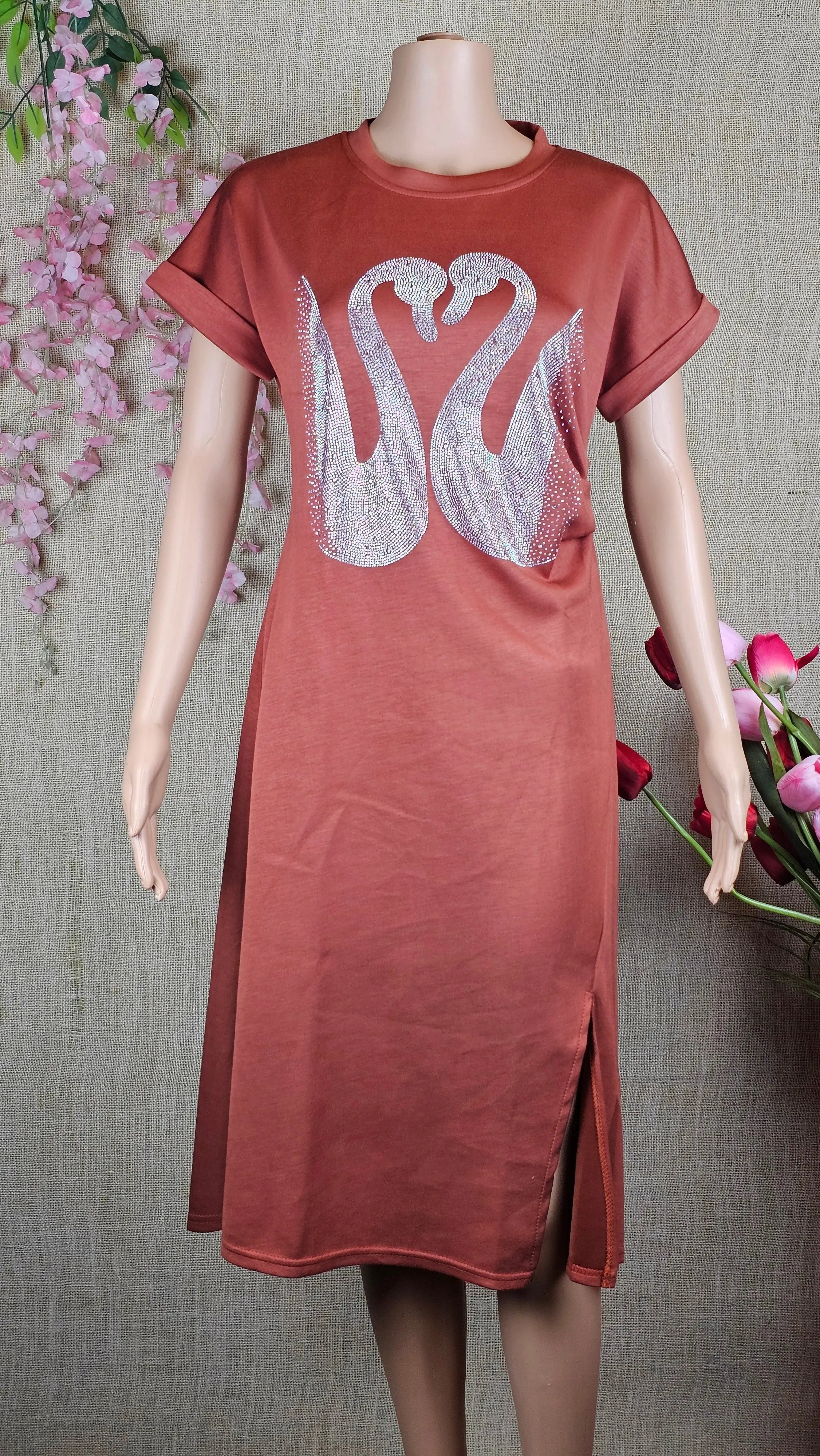 Elegant Brown Dress With Stone Swan RAADVI