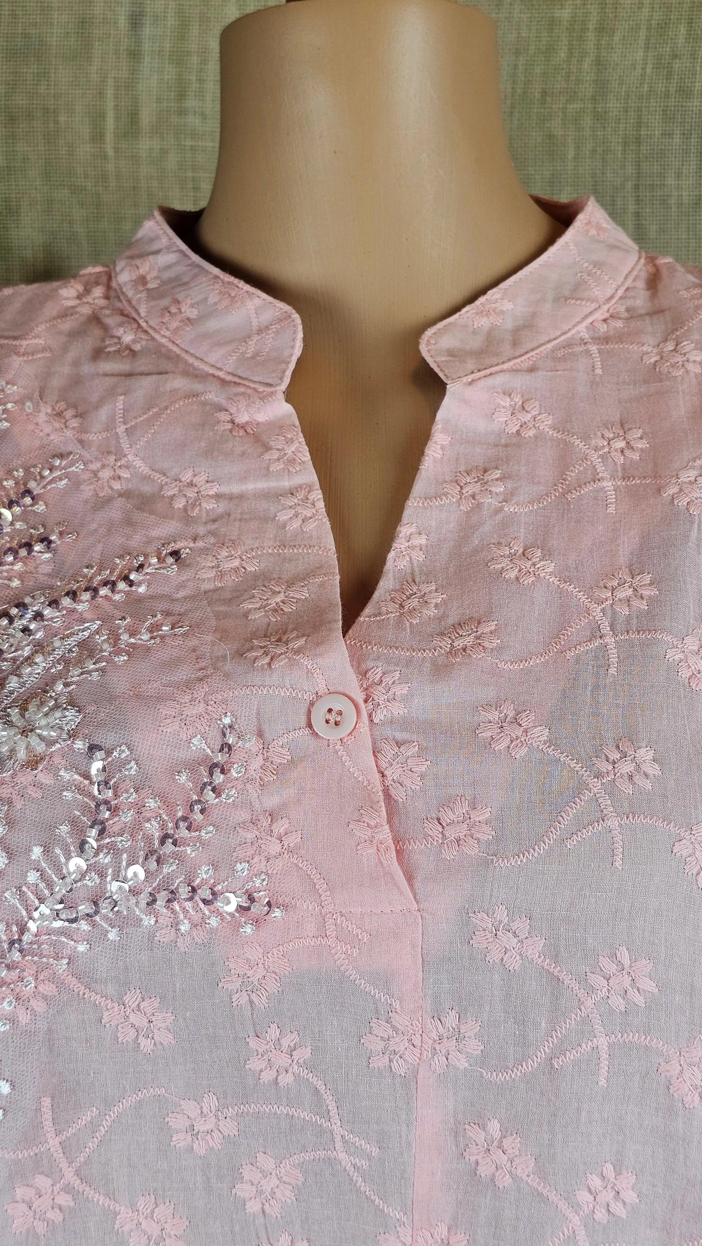 Pink Floral Embroidery Chikankari Style Top RAADVI