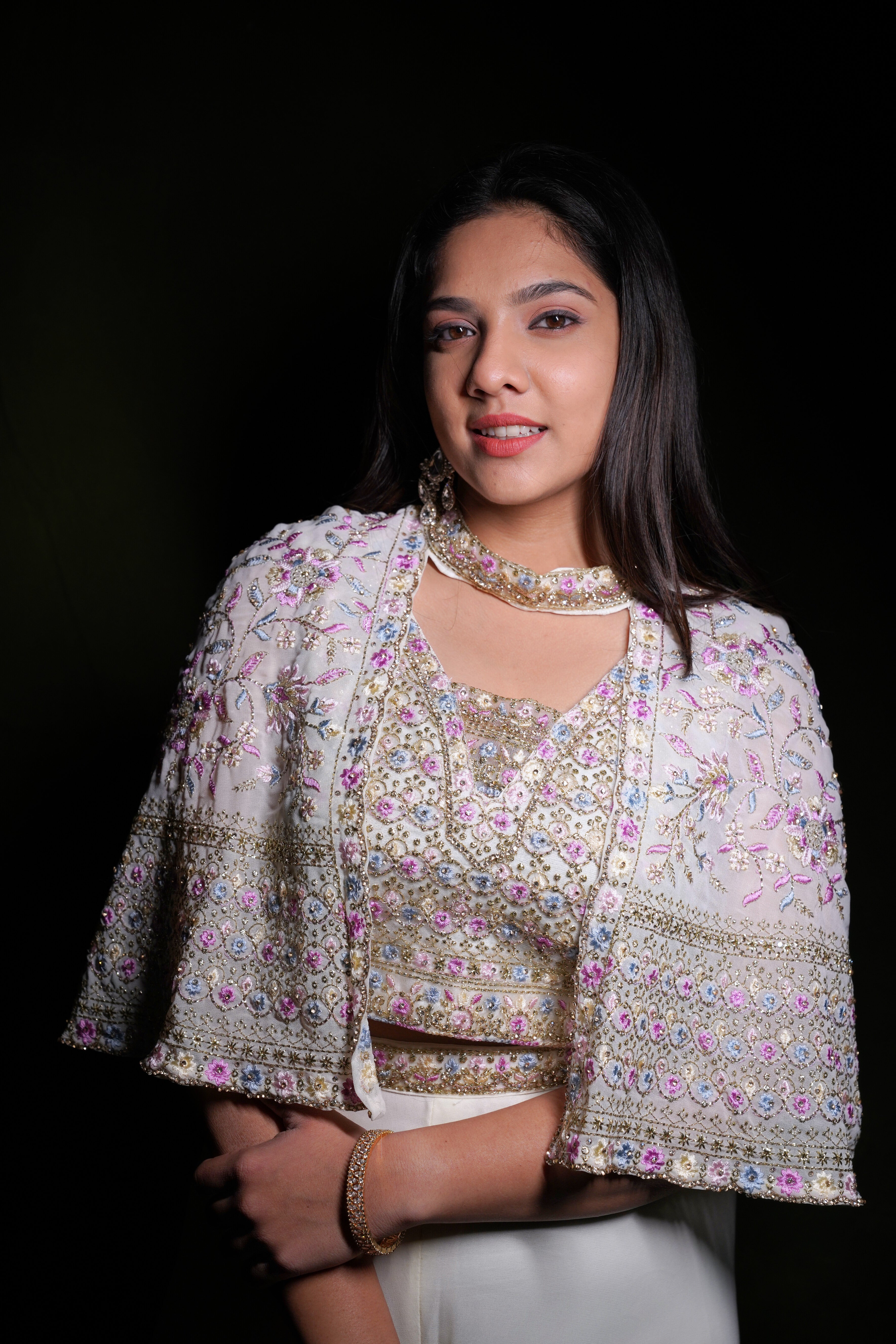 Embellished White  Crop Top Palazzo Set RAADVI