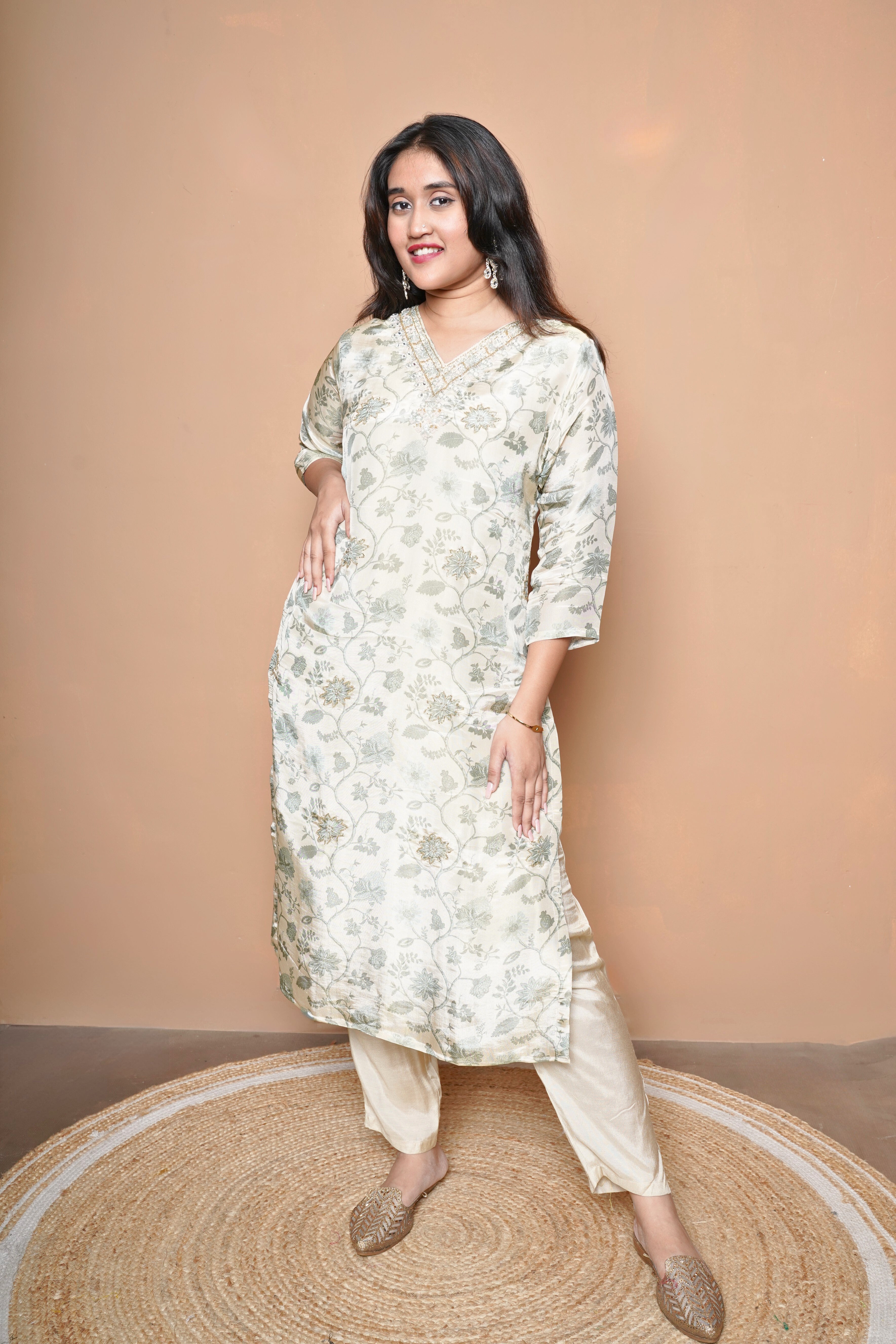 Premium Shimmer Viscose Ivory  Silk Suit RAADVI