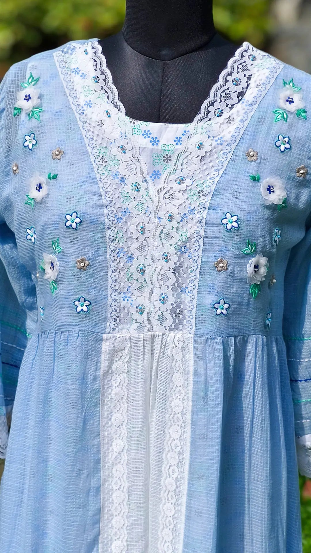 Blue Kota Doria Lacy Dress RAADVI