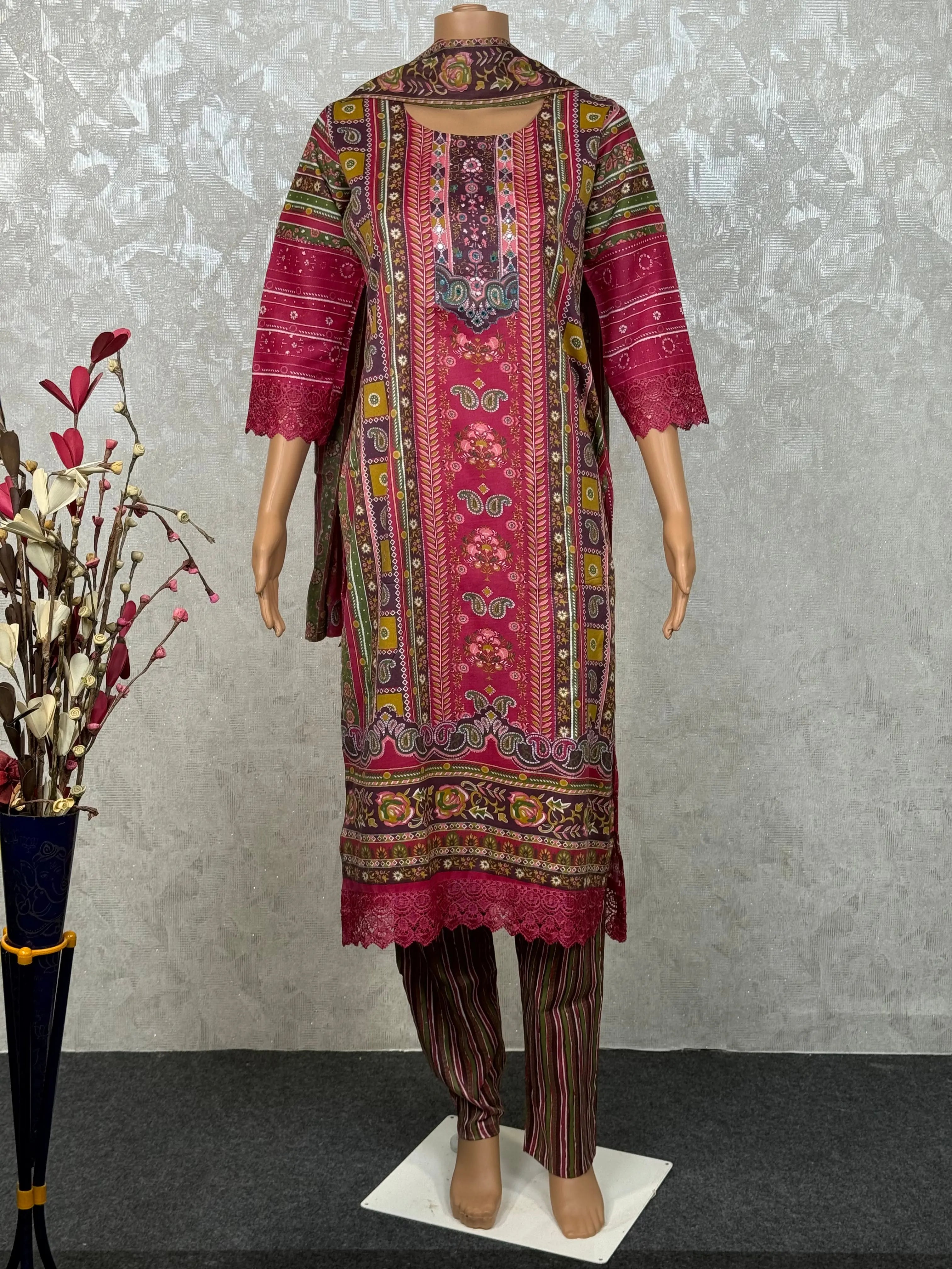 Floral Dark Pink  Cotton Suit RAADVI