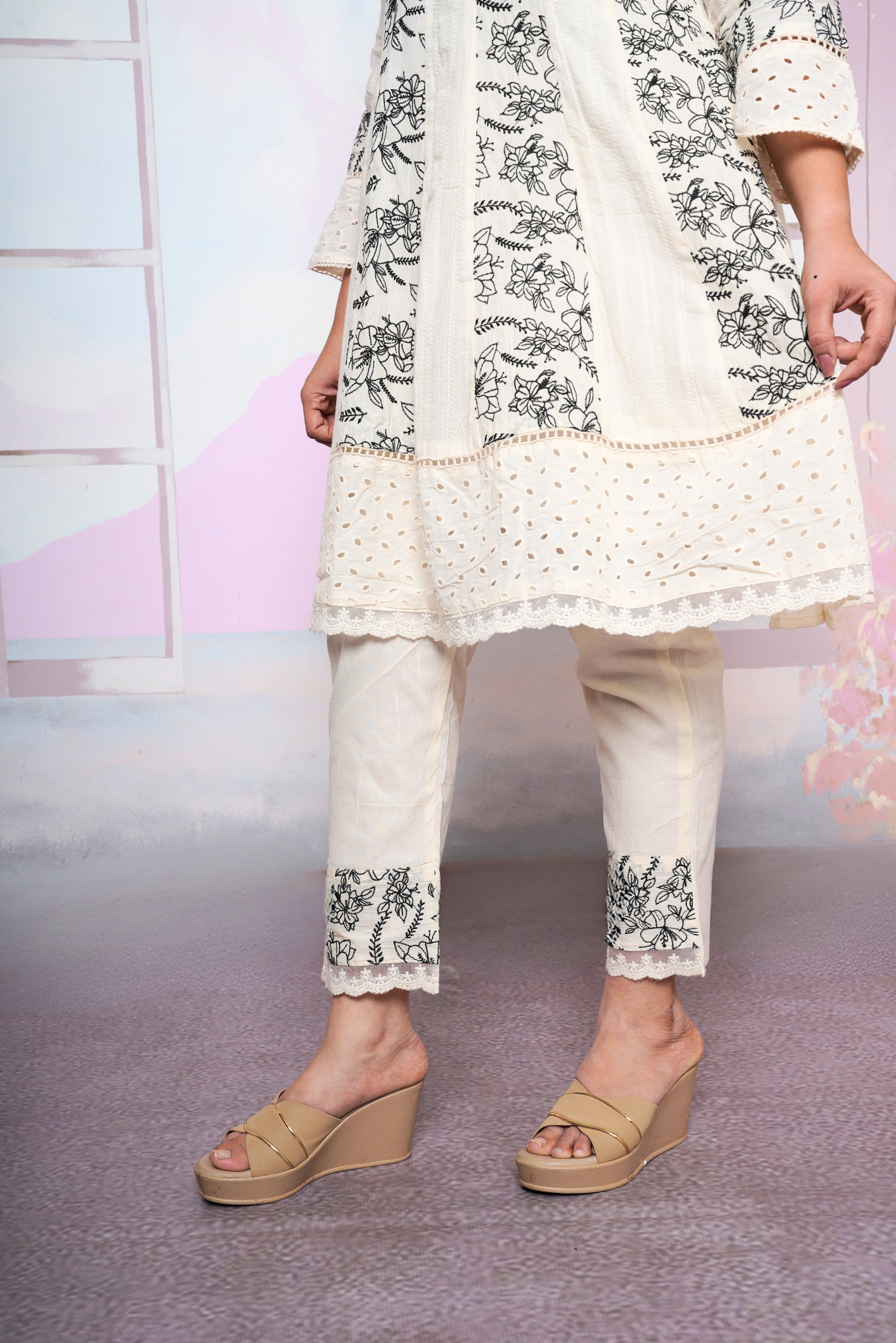 White Pure Cotton Embroidered Suit Set RAADVI