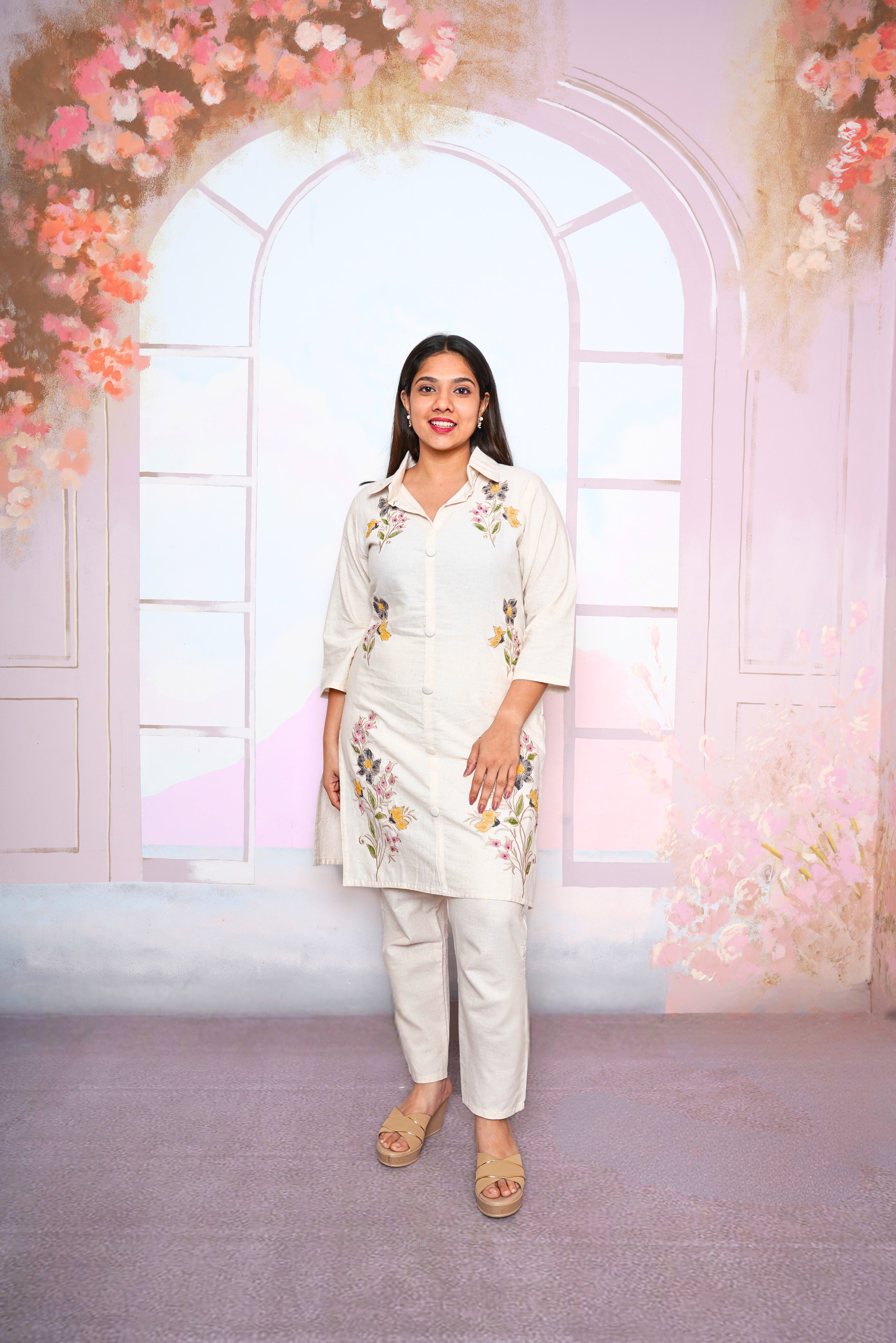 White Khadi Cotton Co-Ord Set RAADVI