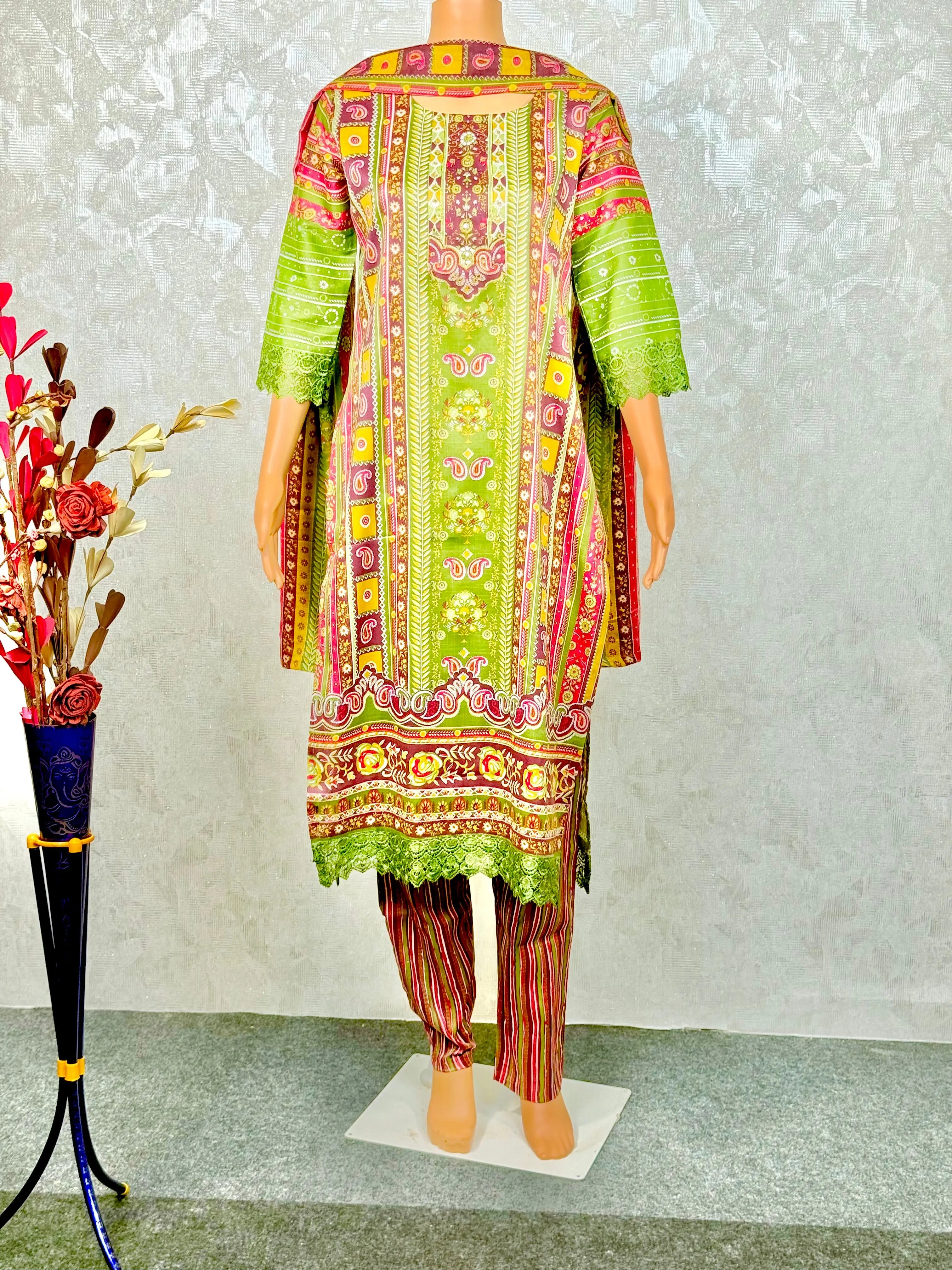 Floral Green Cotton Suit RAADVI