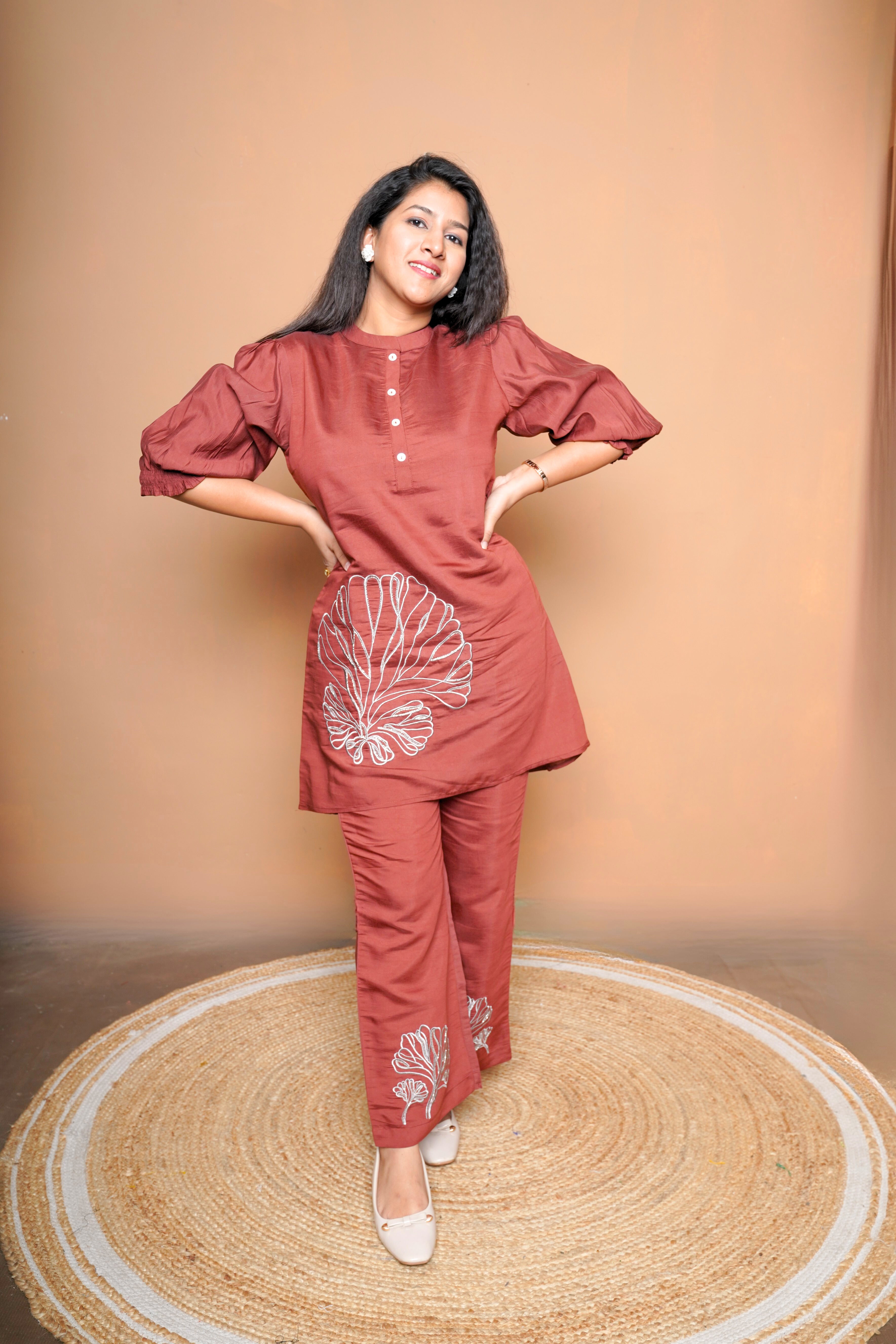 Brick Red Cotton Co-ord Set RAADVI