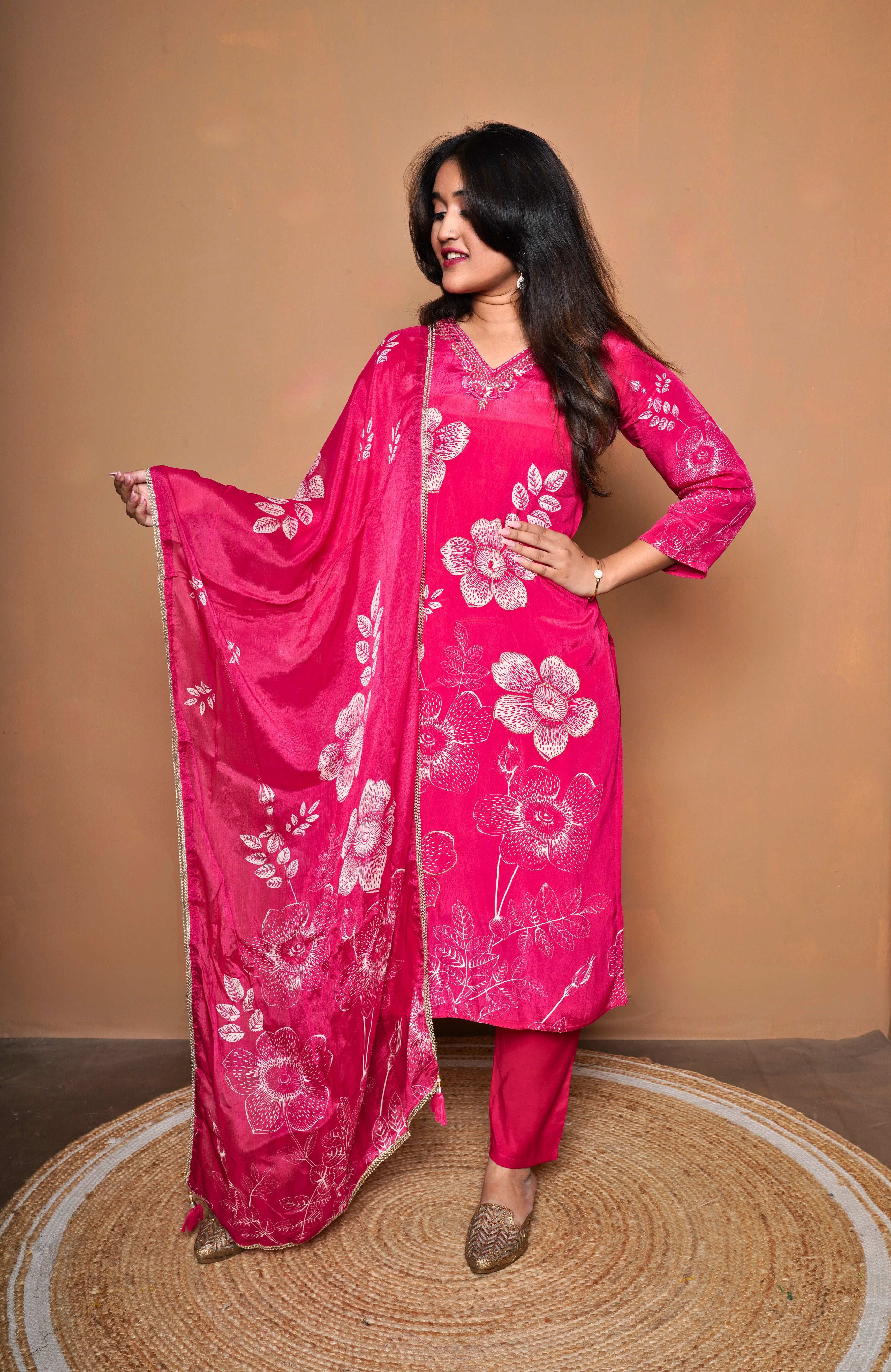 Dark Pink Embroidered Suit RAADVI