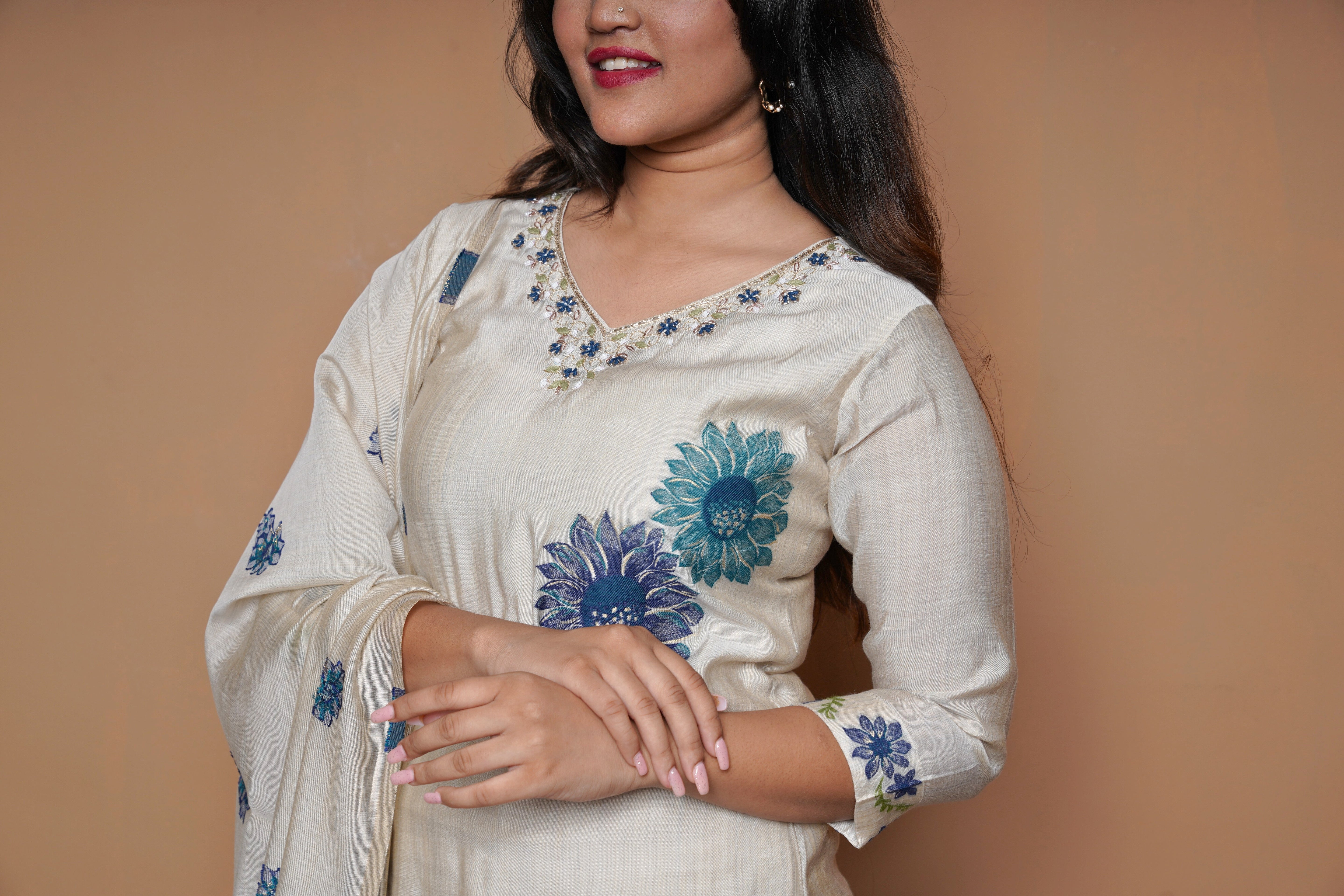 Embroidered Gray Mul Cotton Suit RAADVI