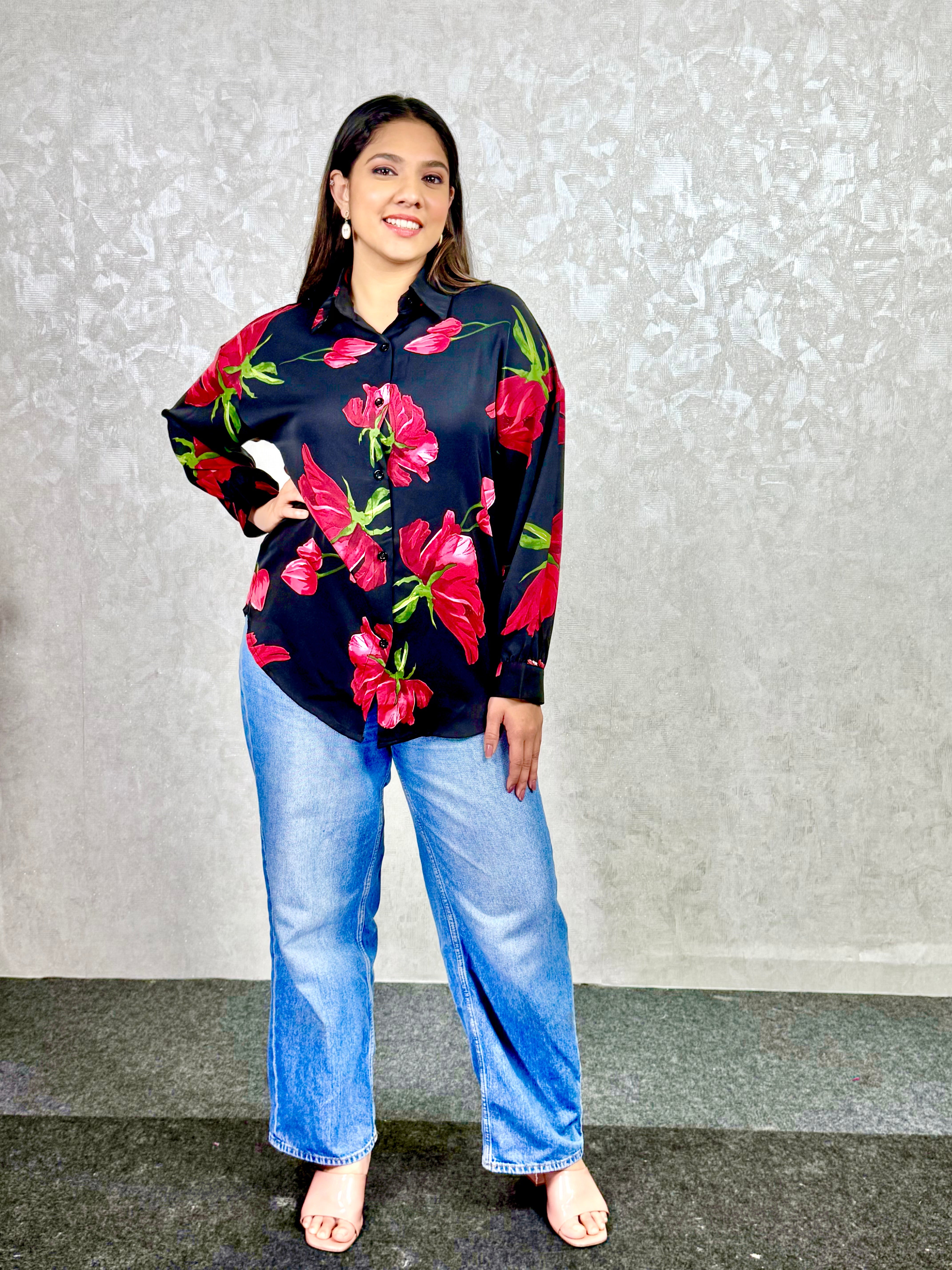 Black Top - Pure Crepe Digital Print RAADVI