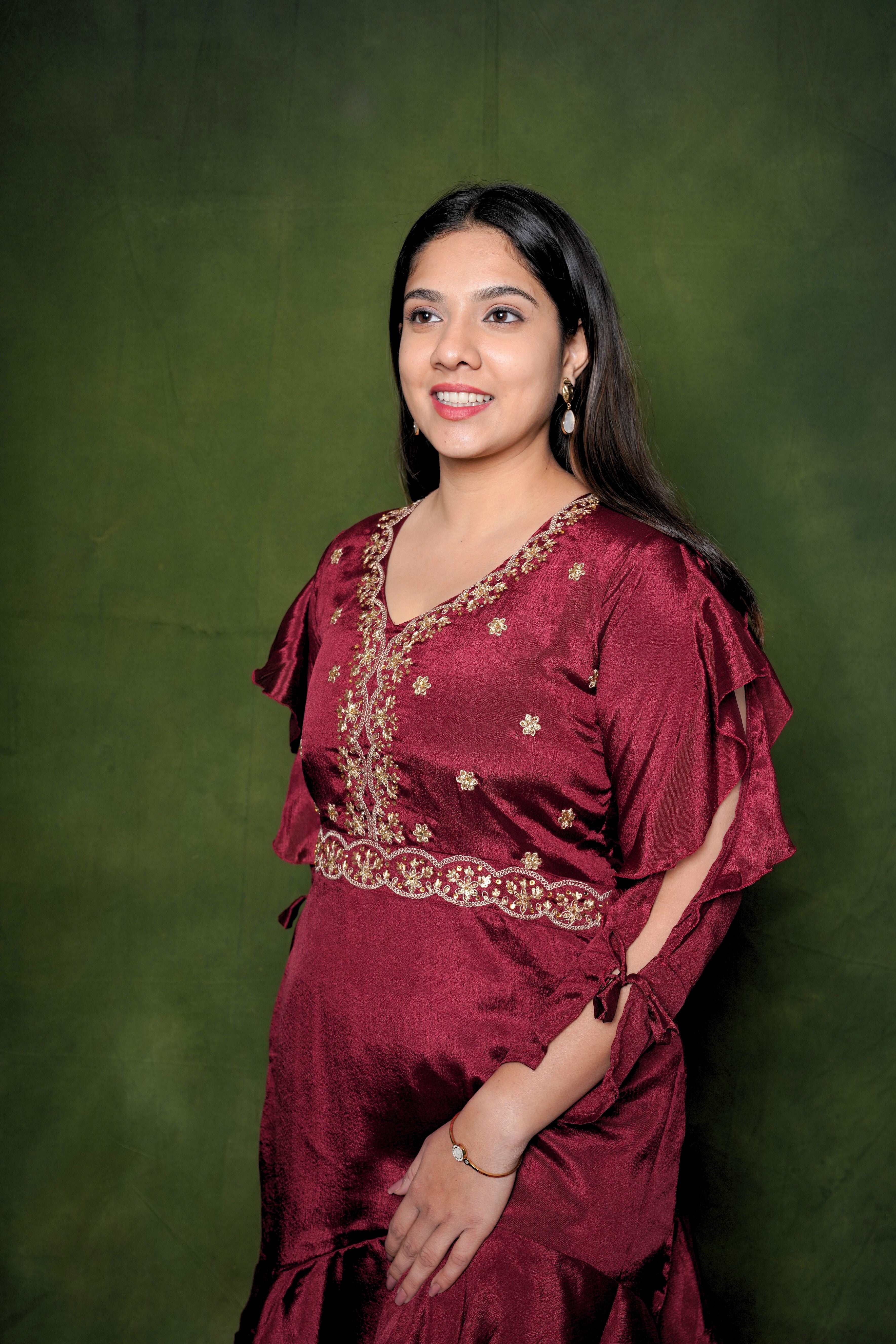 Brick Red Embroidered Co-Ord Set RAADVI