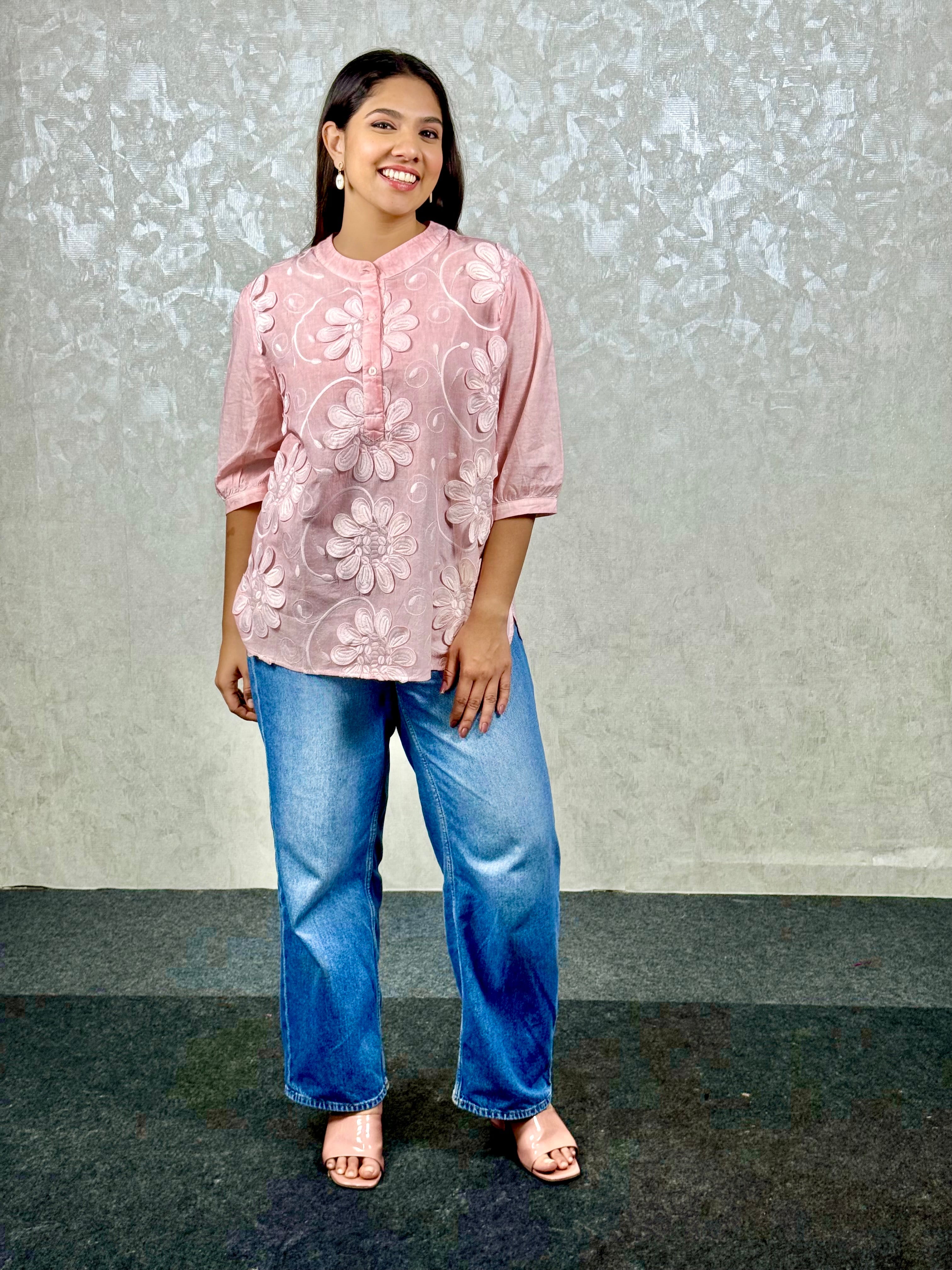 Pink 3D Floral Top RAADVI