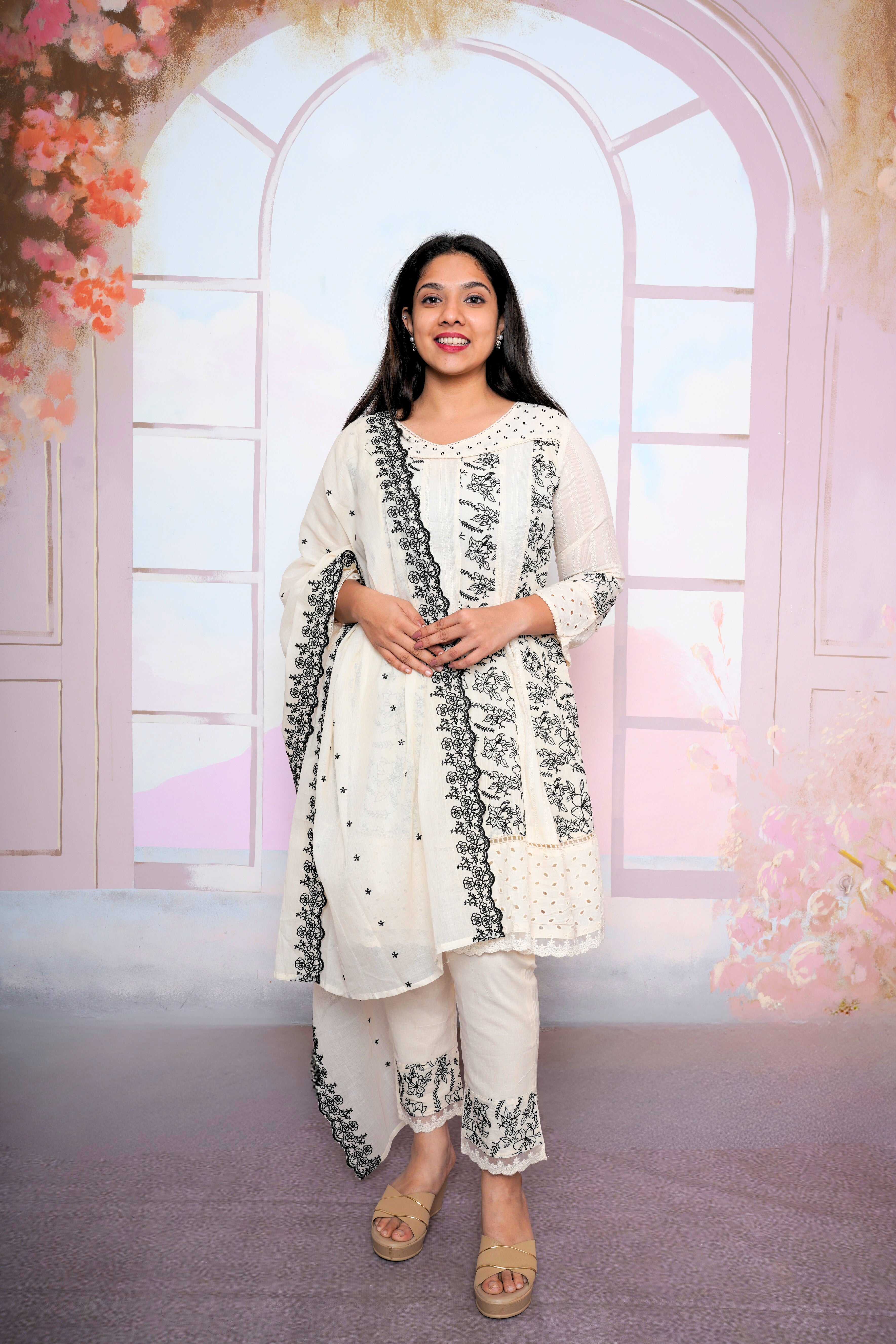 White Pure Cotton Embroidered Suit Set RAADVI
