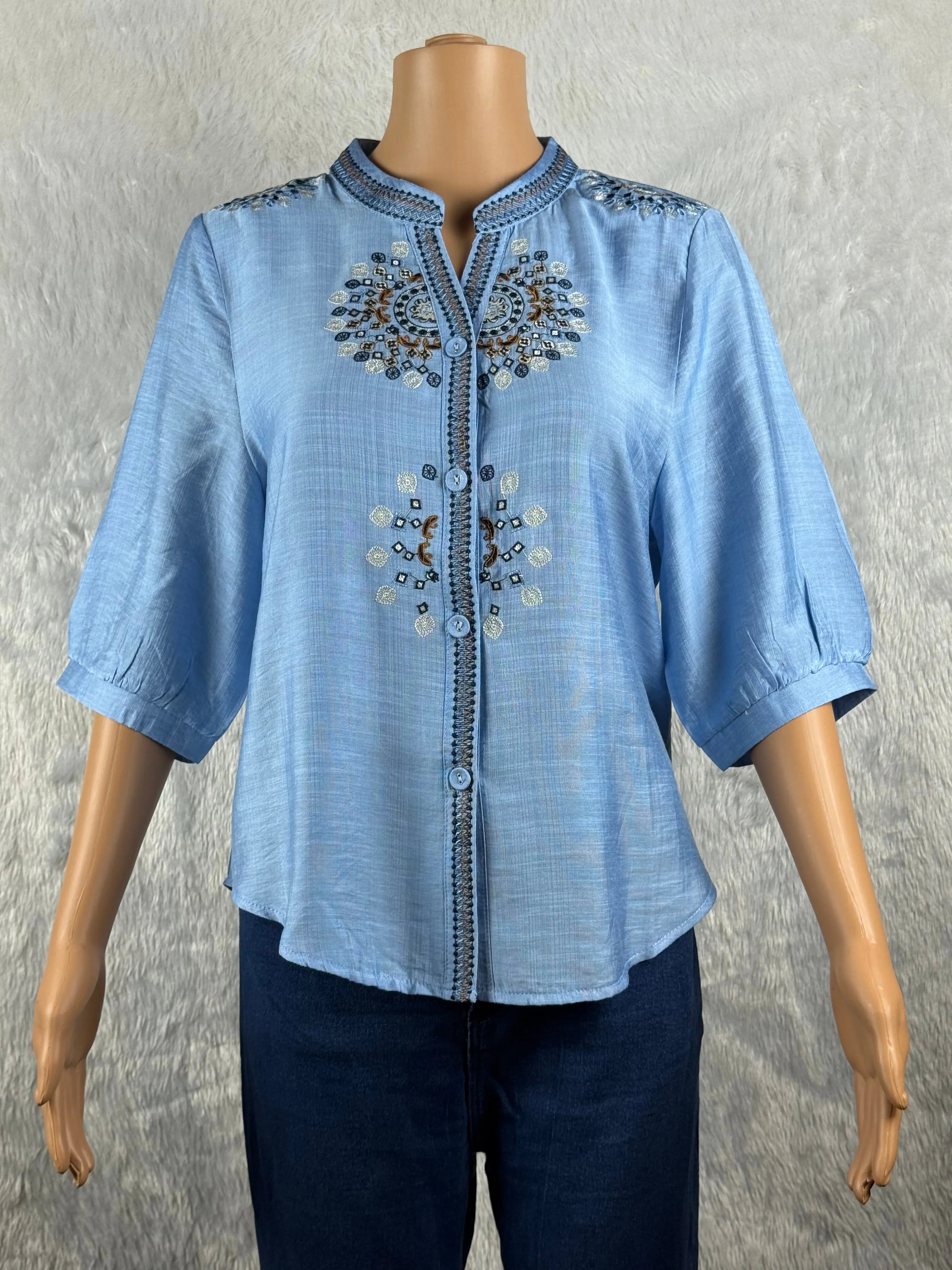 Sky Blue Embroidered  Top RAADVI