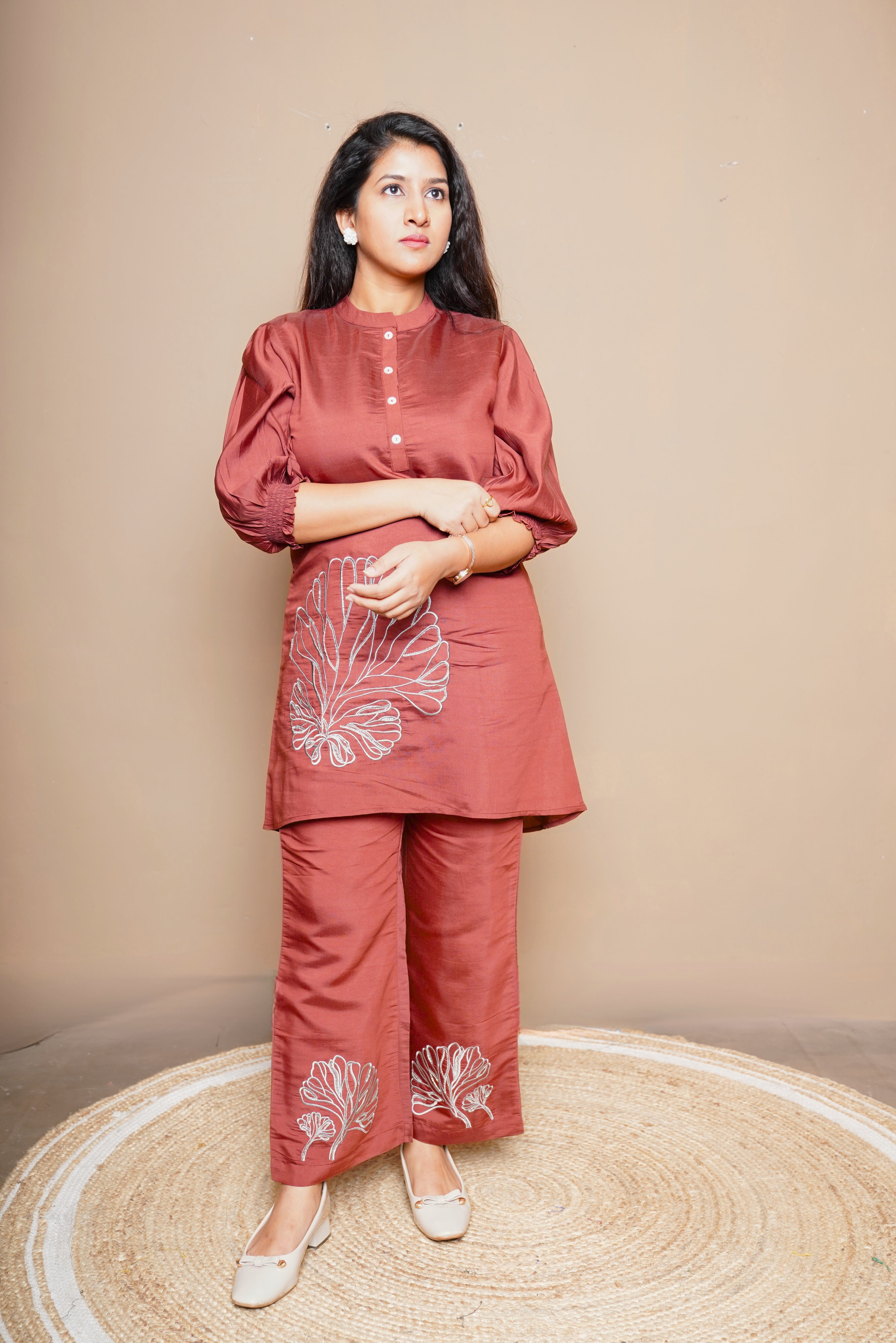 Brick Red Cotton Co-ord Set RAADVI