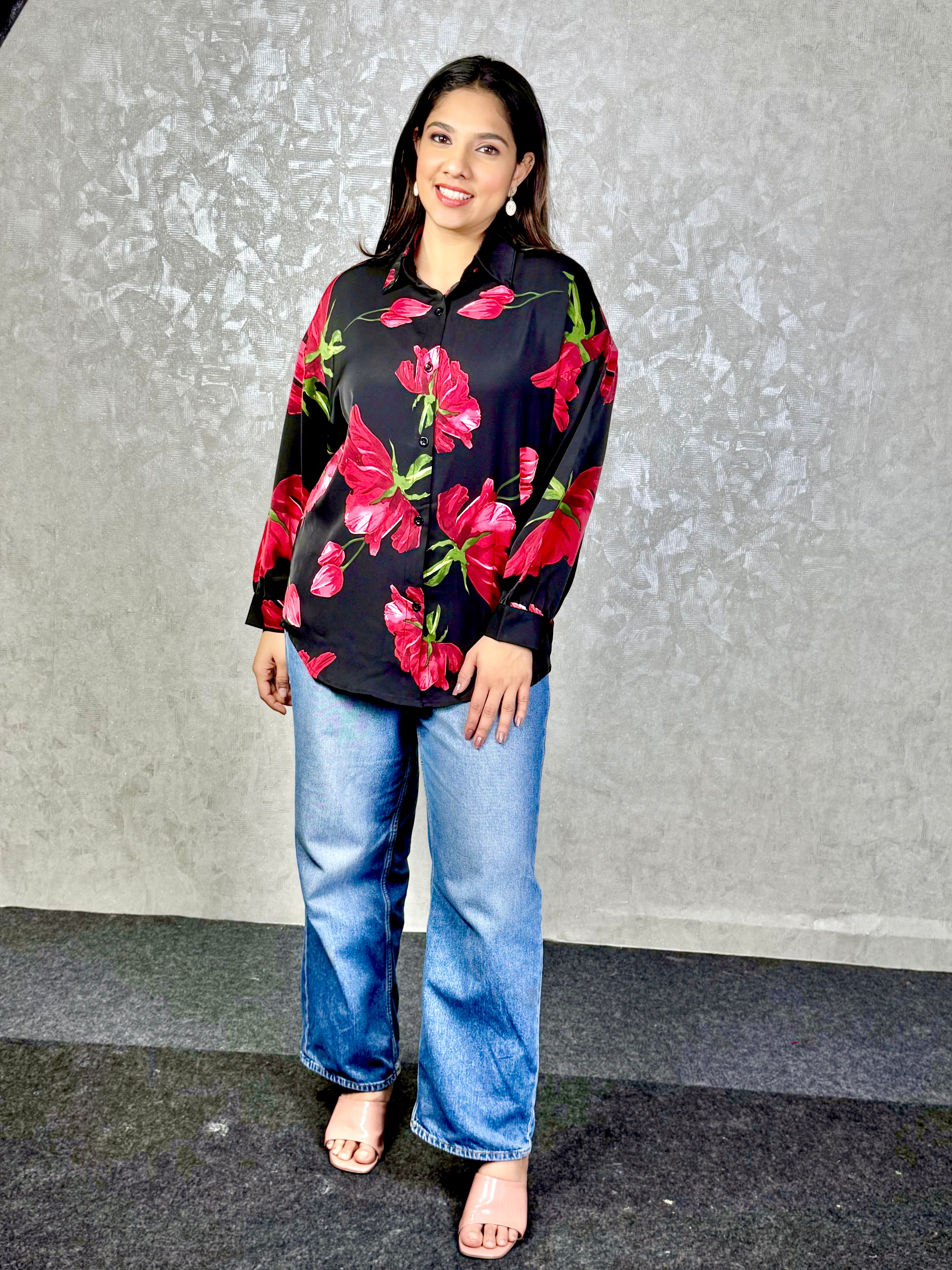 Black Top - Pure Crepe Digital Print RAADVI