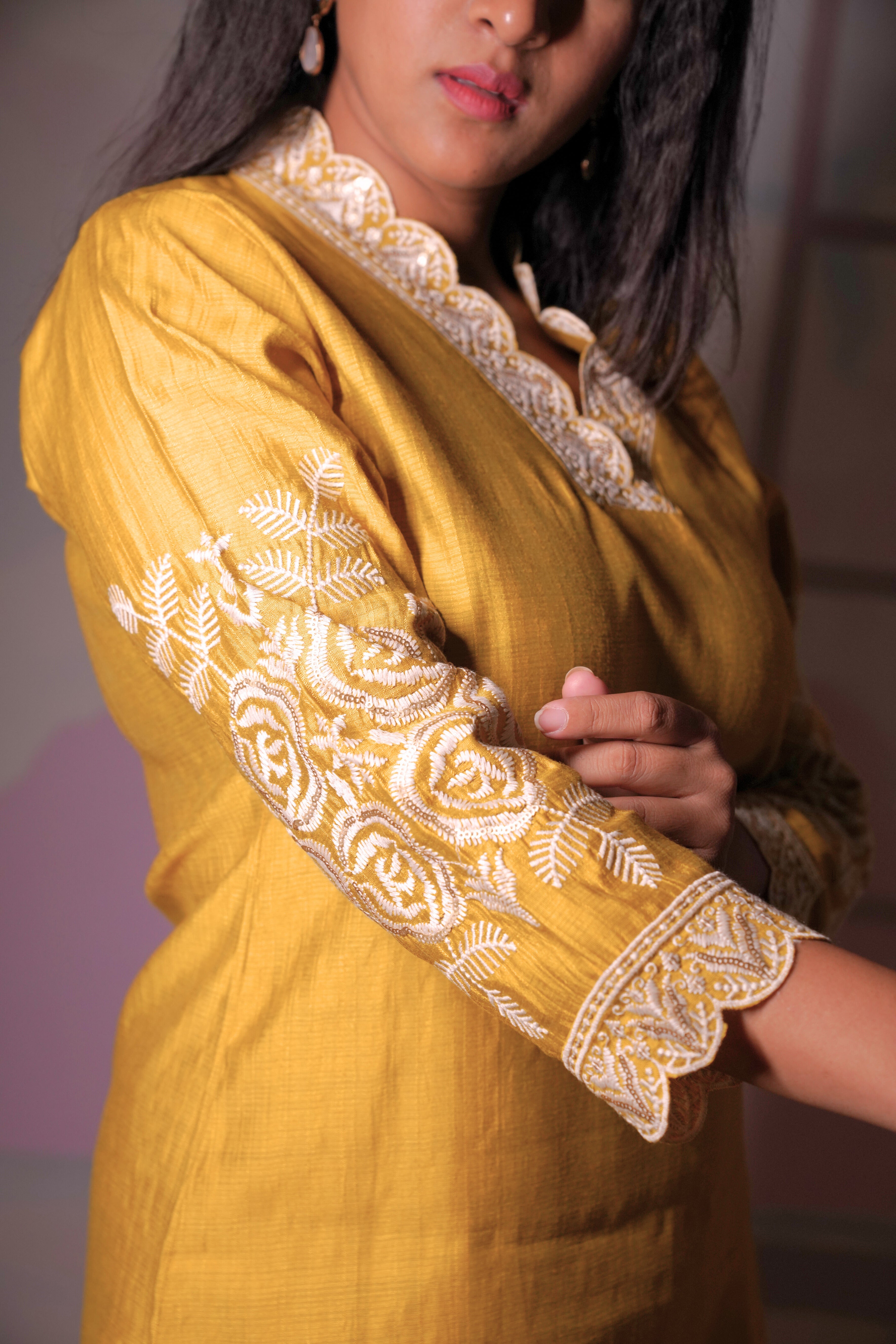 Embroidered Yellow Cotton Co-ord Set RAADVI