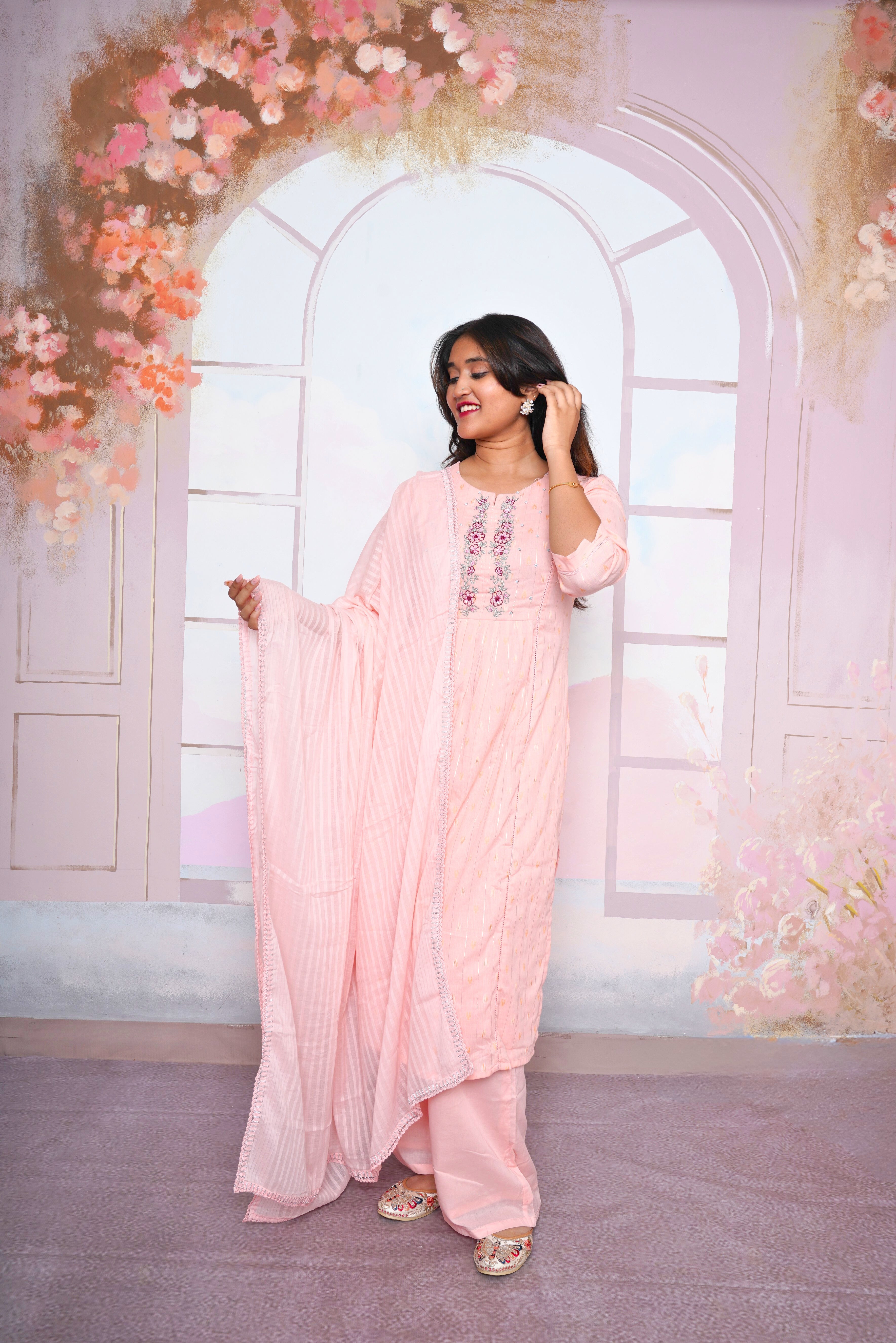 Peach Premium Mul Cotton Suit Set RAADVI