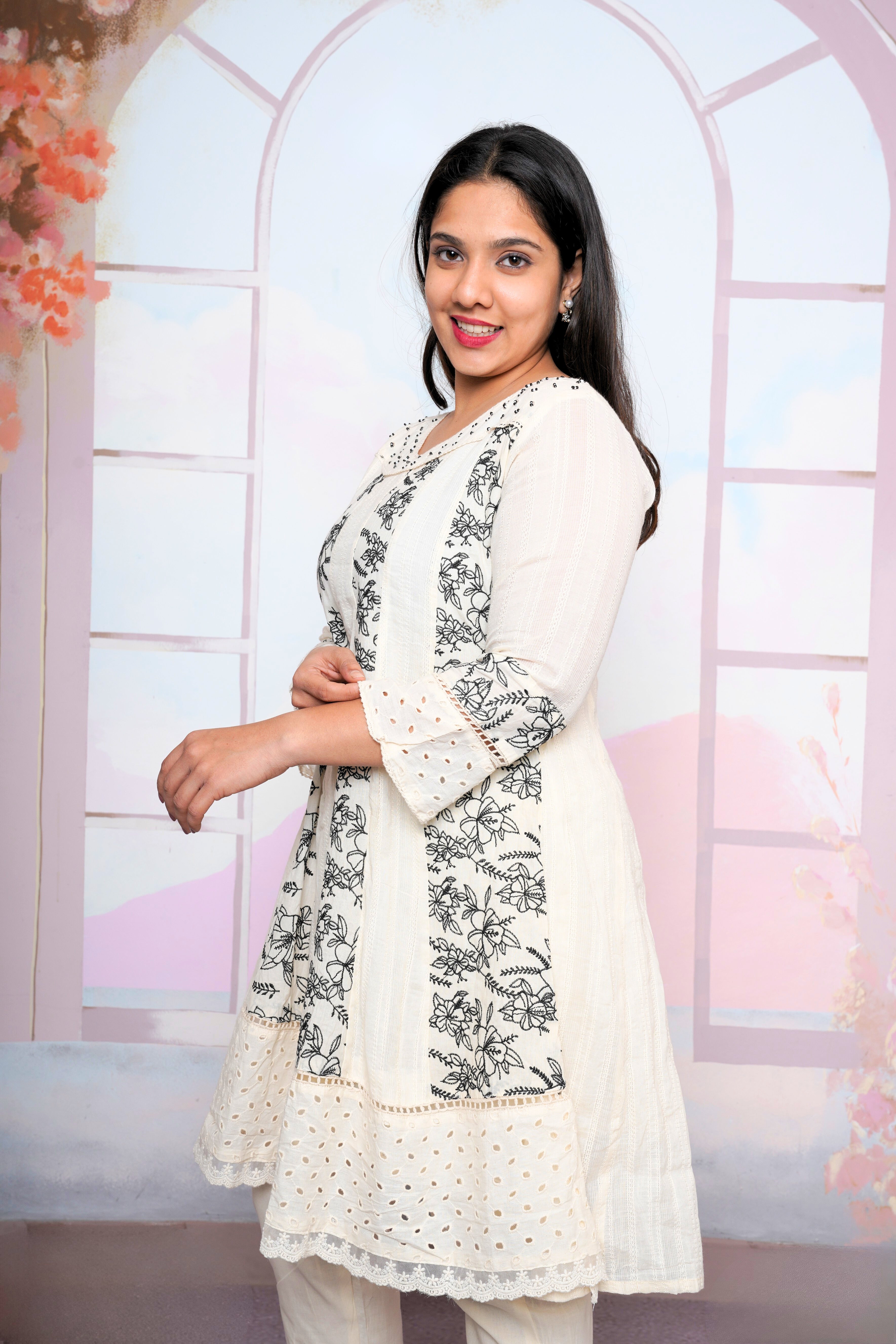 White Pure Cotton Embroidered Suit Set RAADVI