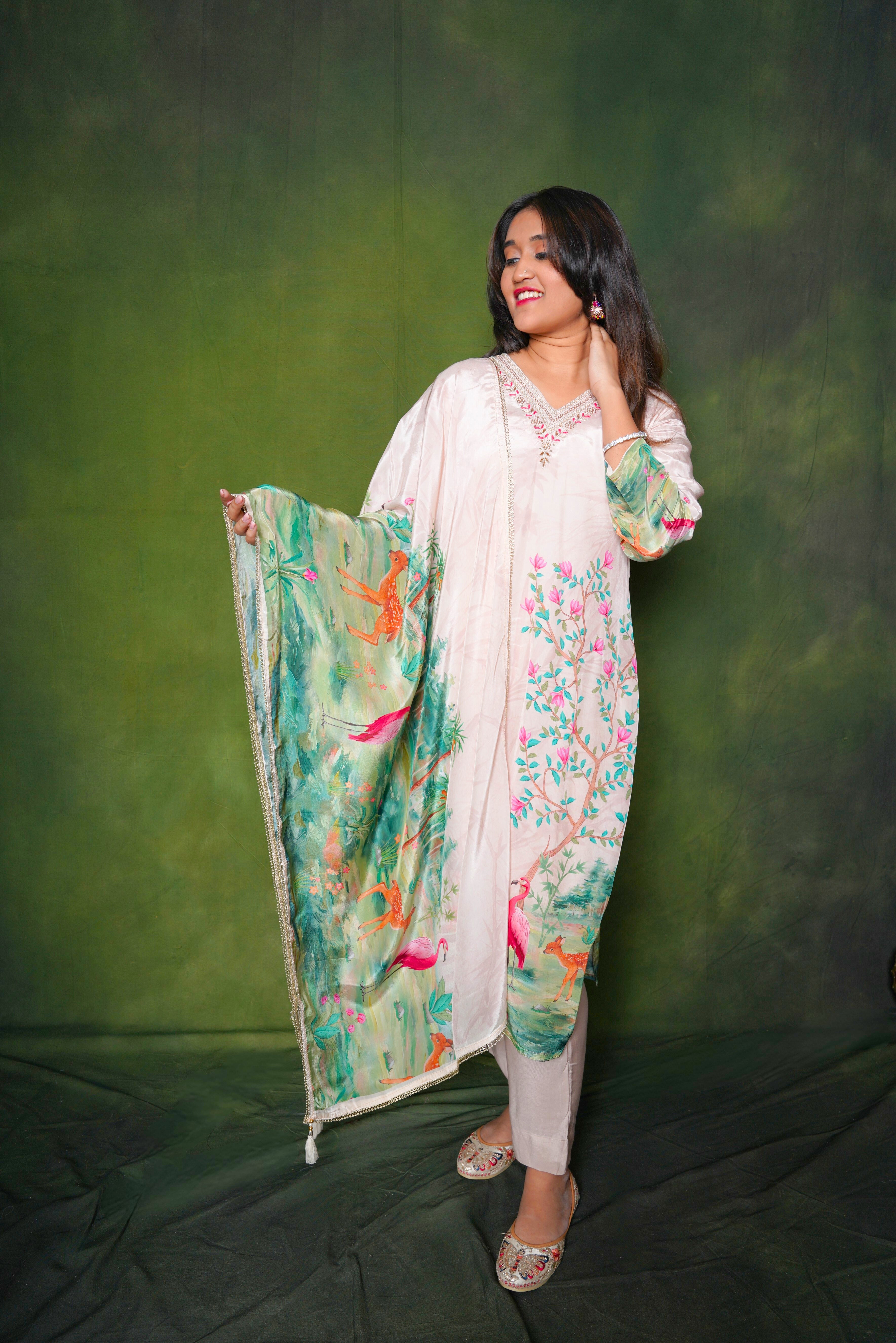 Vantara Pure Crepe Ivory Suit RAADVI