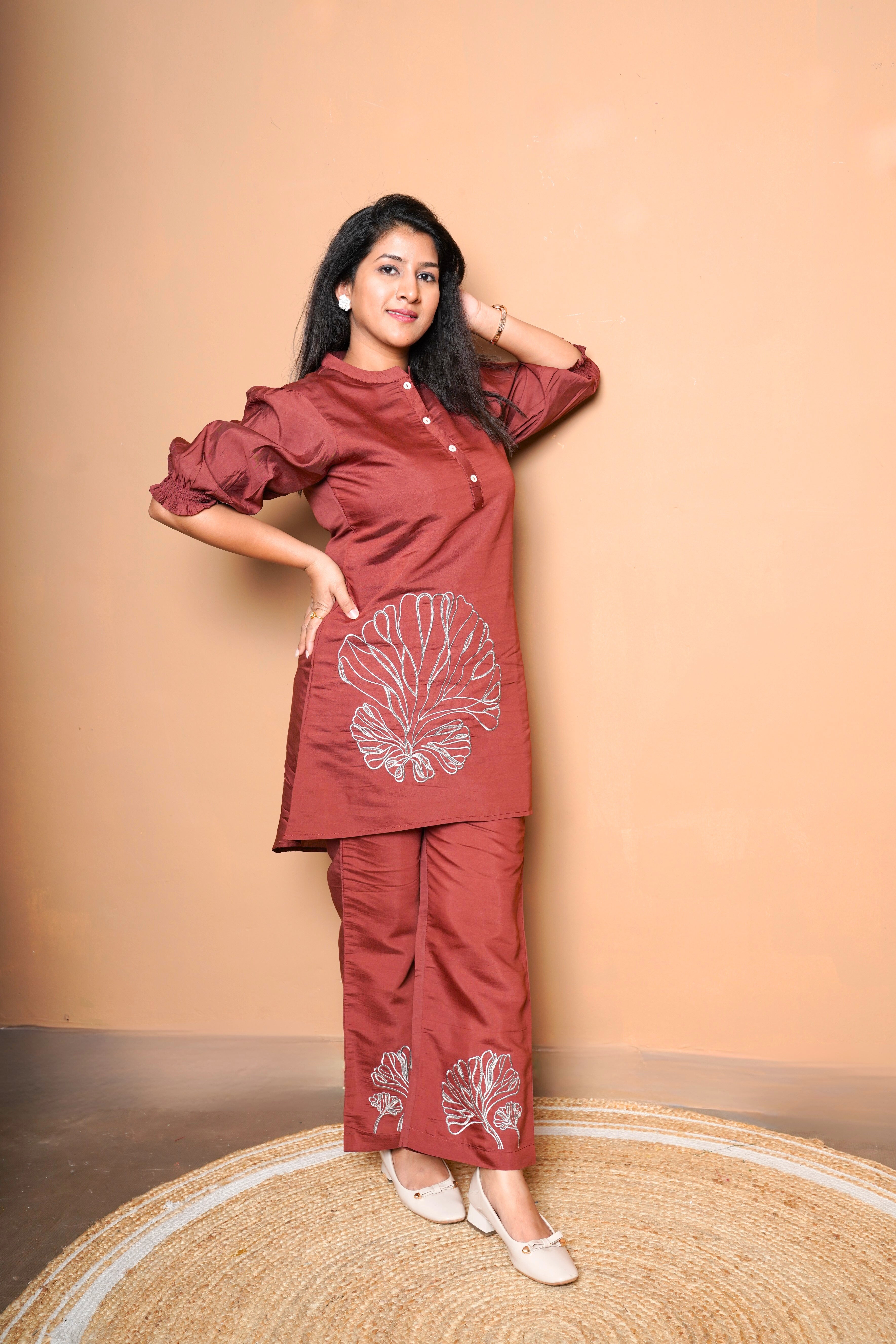 Brick Red Cotton Co-ord Set RAADVI