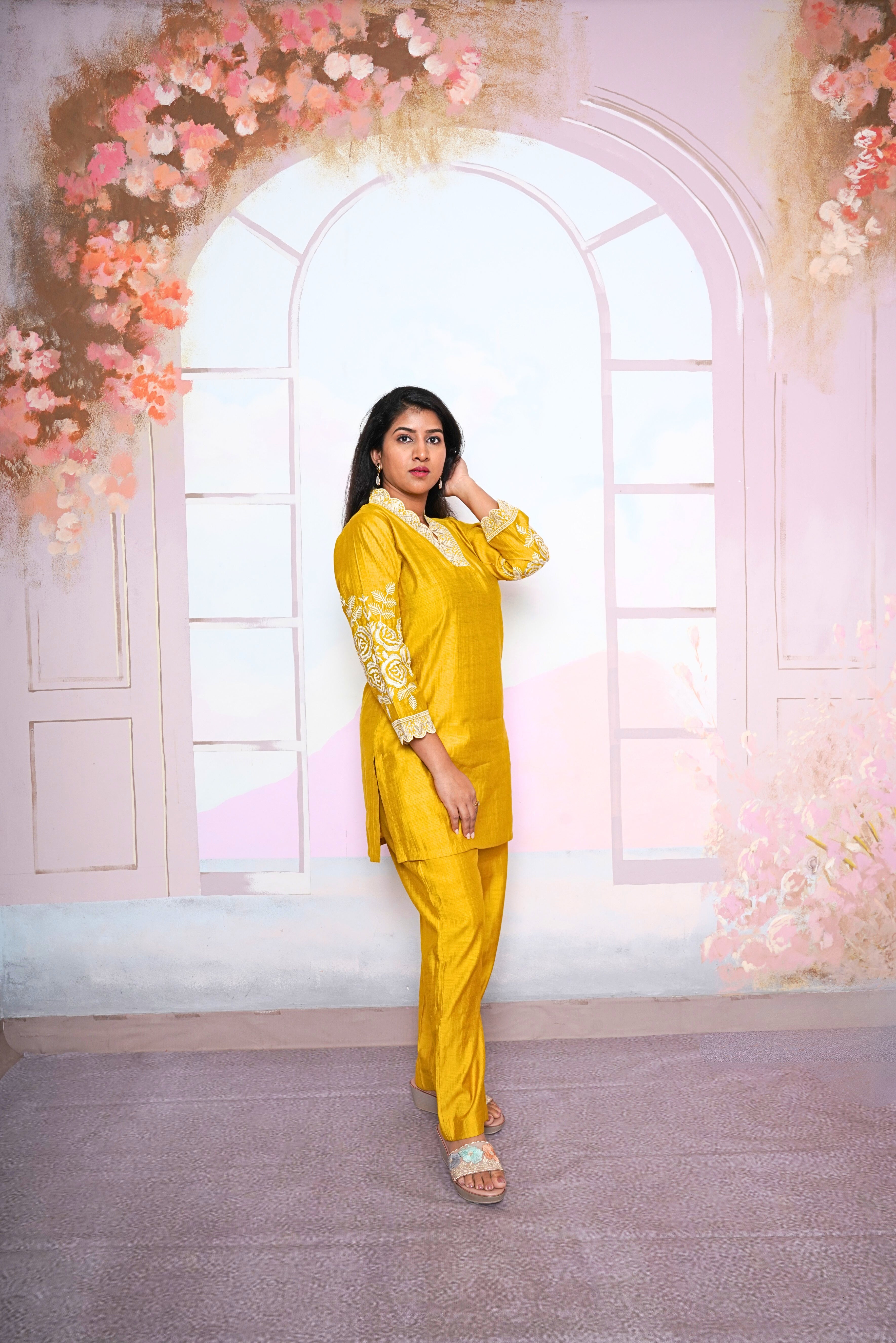Embroidered Yellow Cotton Co-ord Set RAADVI