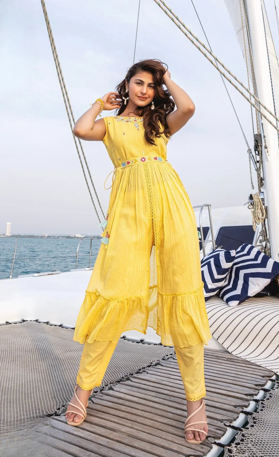 Yellow Kurta Set in  Mul Cotton RAADVI