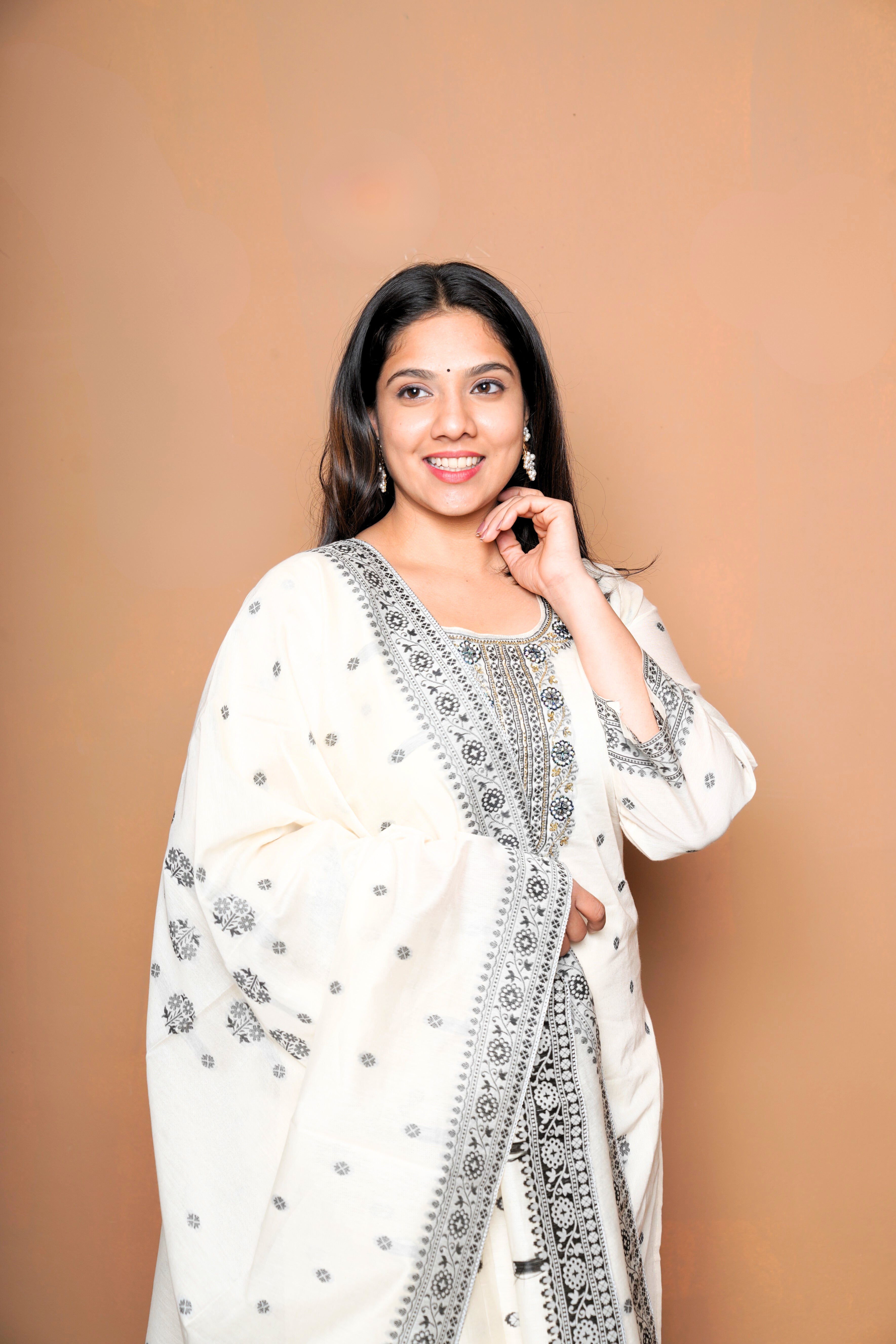 White Pure Mul Chanderi Suit Set RAADVI