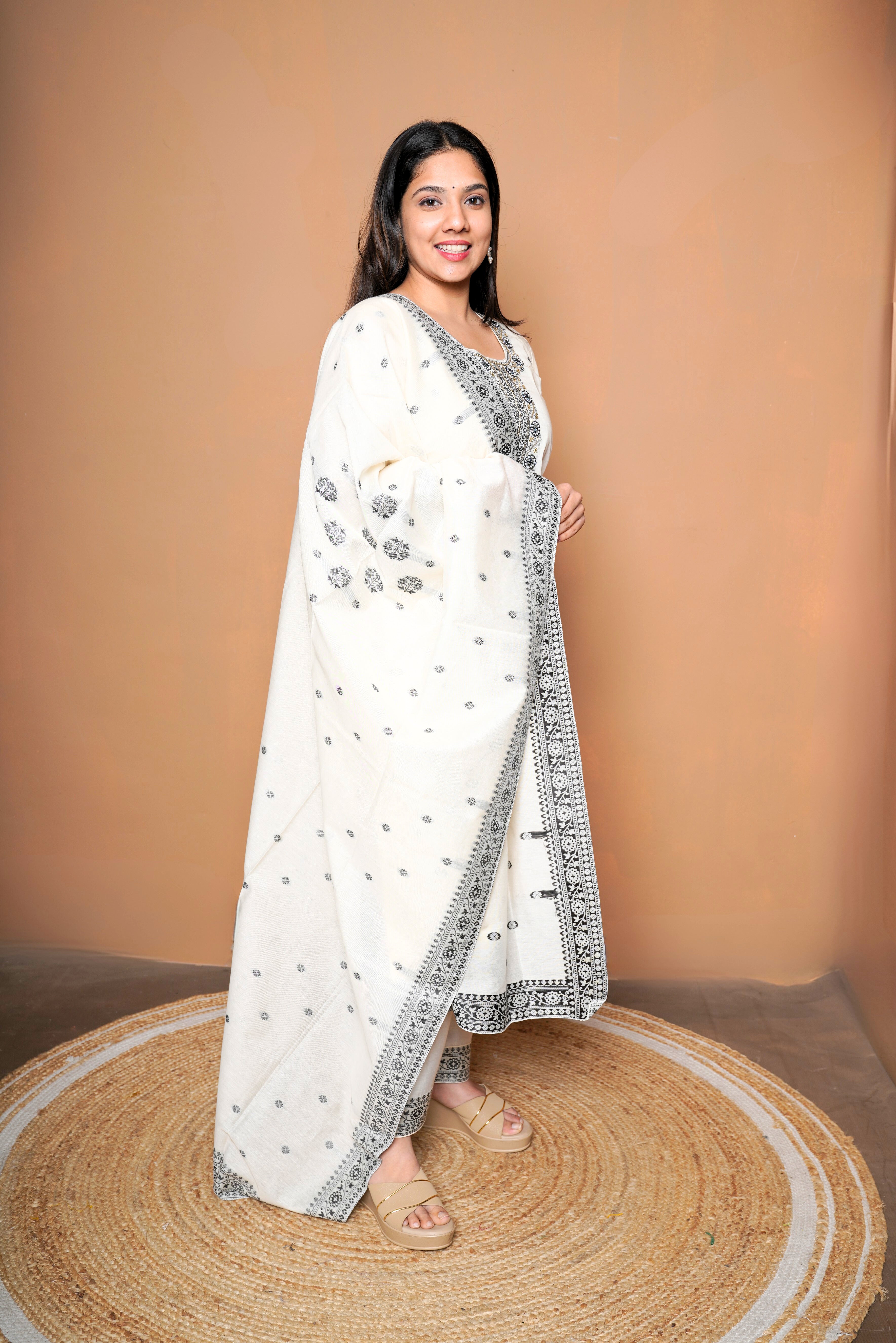 White Pure Mul Chanderi Suit Set RAADVI