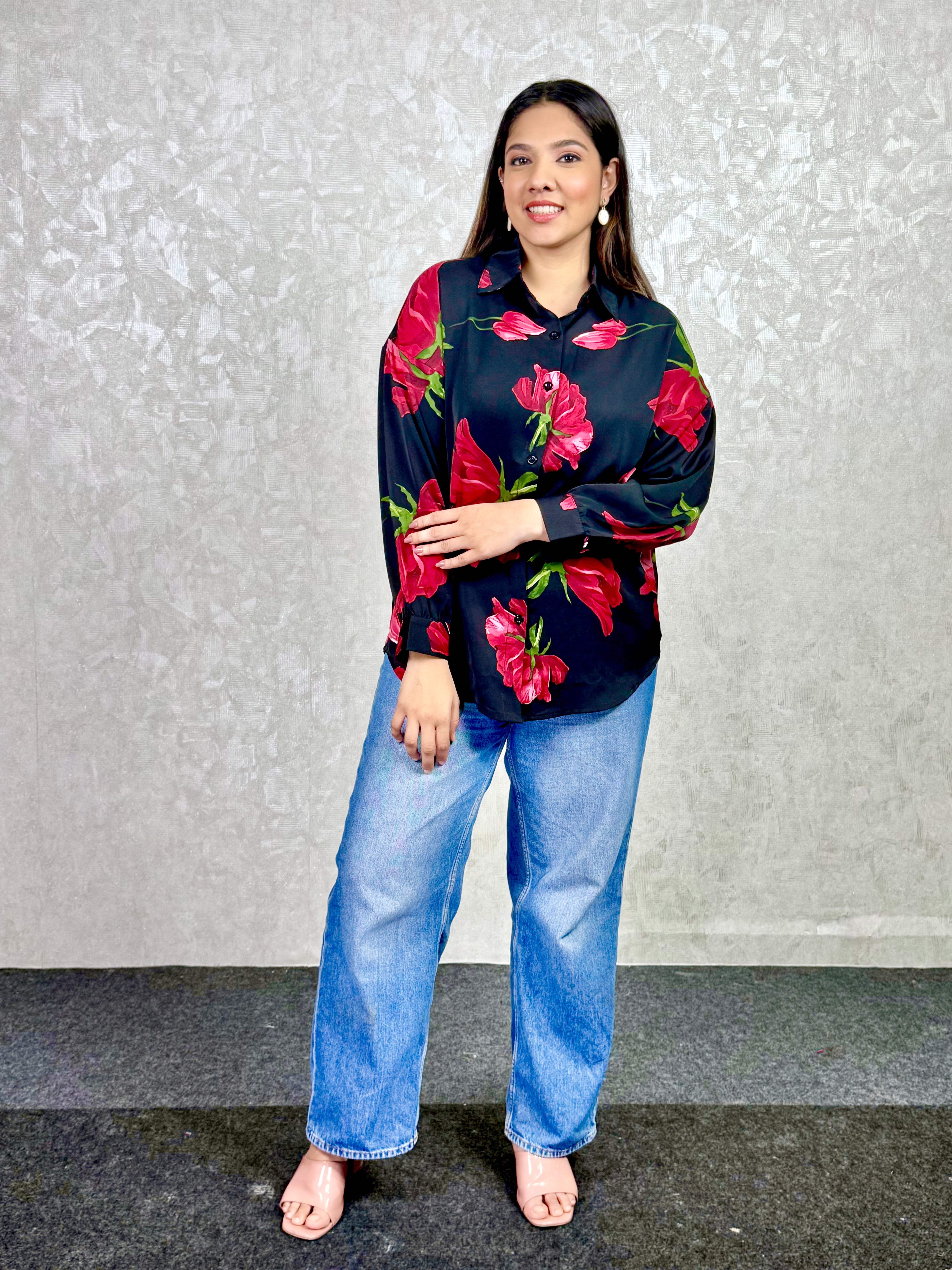 Black Top - Pure Crepe Digital Print RAADVI